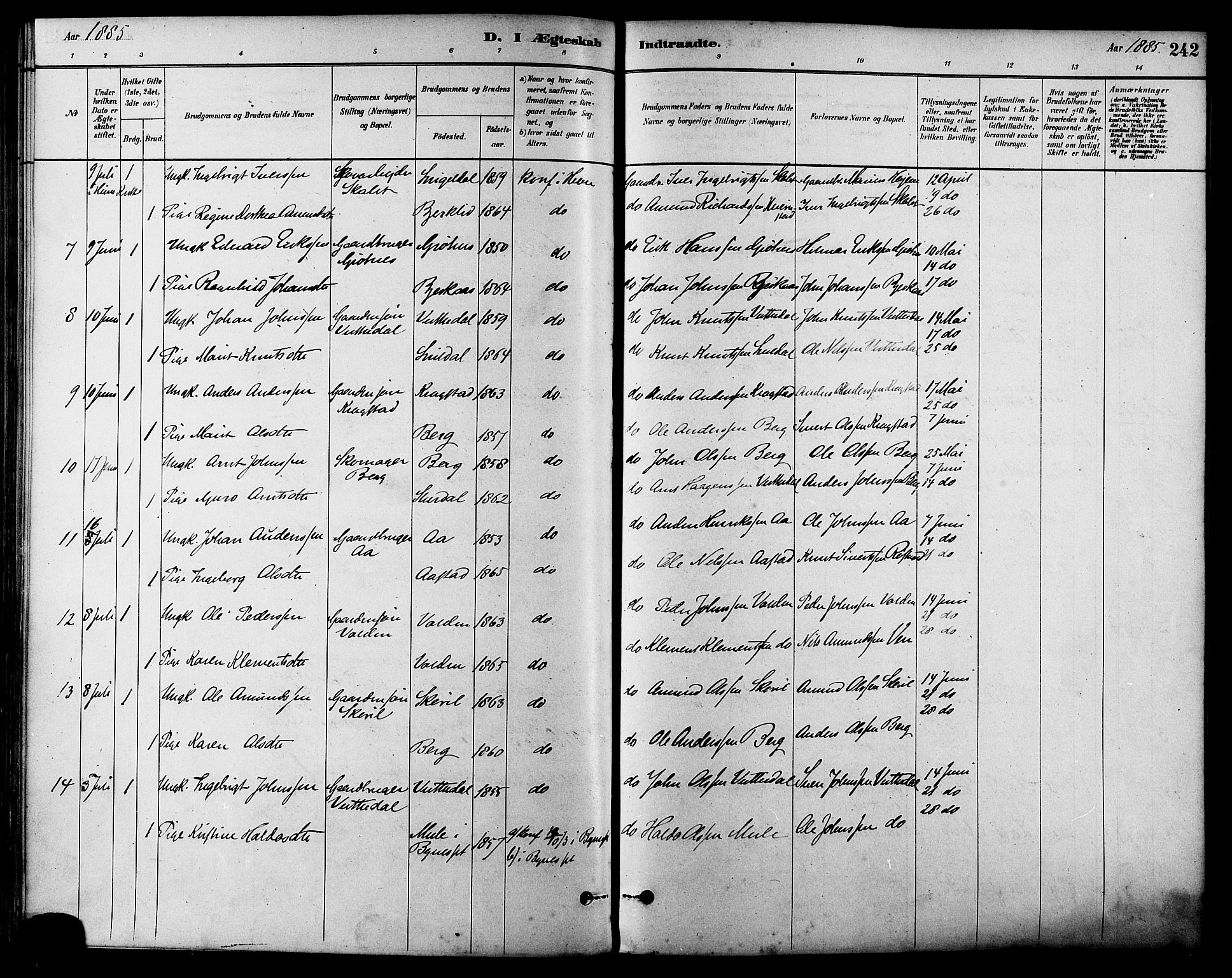 Ministerialprotokoller, klokkerbøker og fødselsregistre - Sør-Trøndelag, SAT/A-1456/630/L0496: Parish register (official) no. 630A09, 1879-1895, p. 242