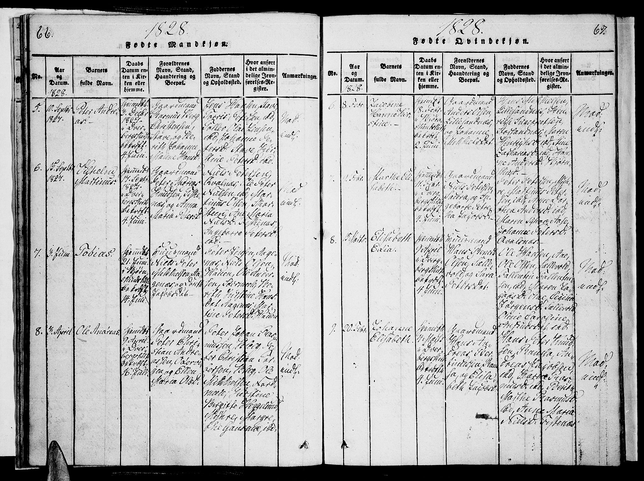 Ministerialprotokoller, klokkerbøker og fødselsregistre - Nordland, AV/SAT-A-1459/897/L1395: Parish register (official) no. 897A03, 1820-1841, p. 66-67