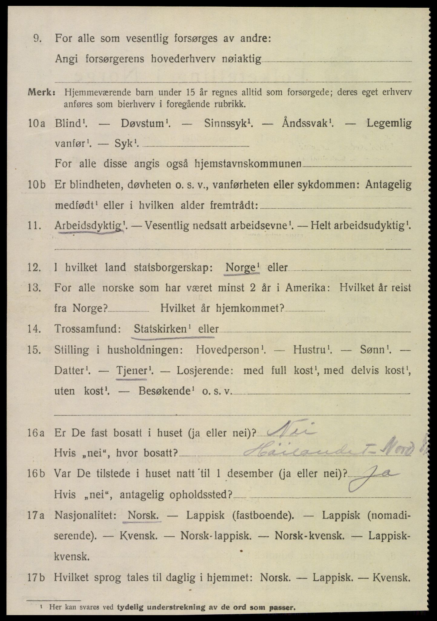 SAT, 1920 census for Kolvereid, 1920, p. 4744