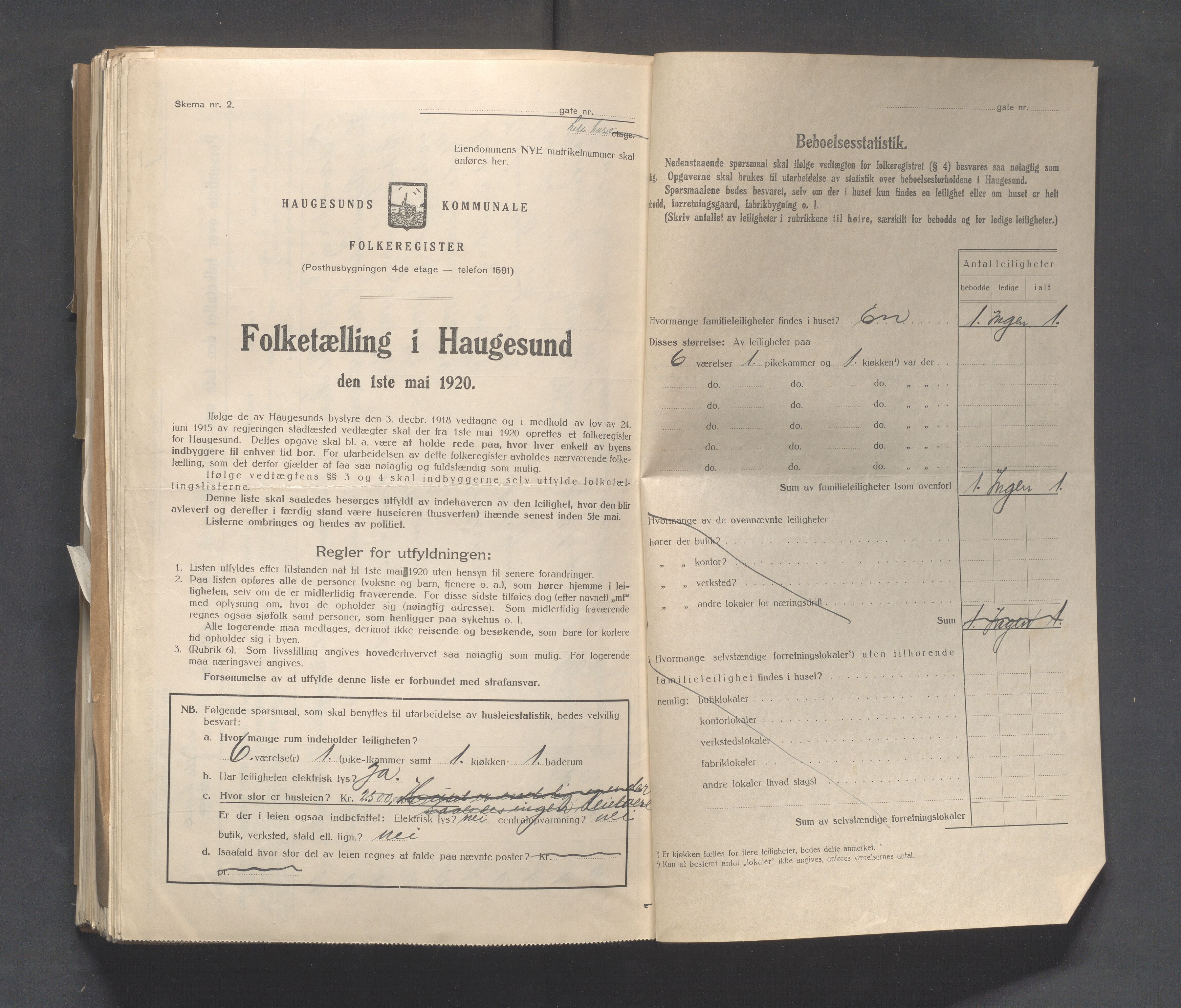 IKAR, Local census 1.5.1920 for Haugesund, 1920, p. 1457