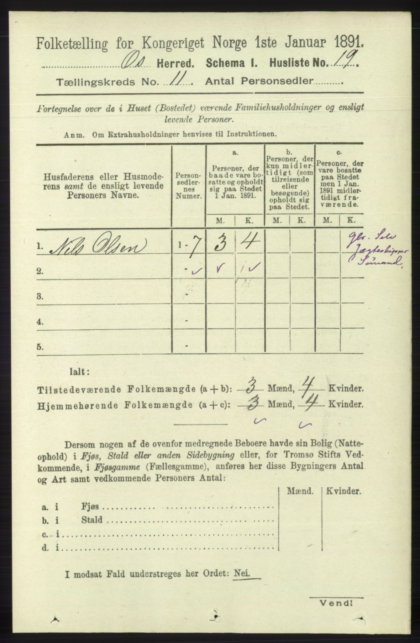 RA, 1891 census for 1243 Os, 1891, p. 2565