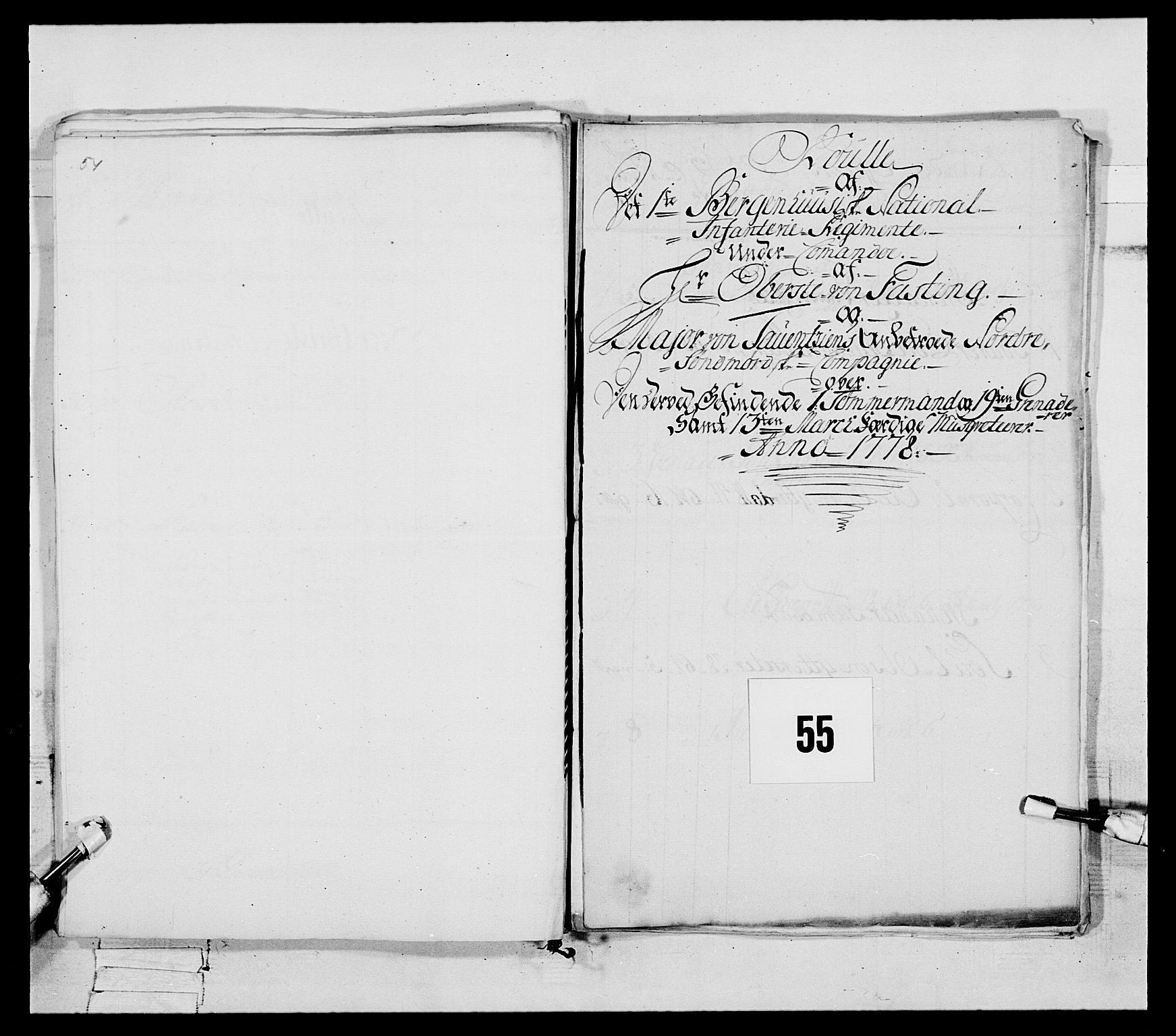 Generalitets- og kommissariatskollegiet, Det kongelige norske kommissariatskollegium, AV/RA-EA-5420/E/Eh/L0090: 1. Bergenhusiske nasjonale infanteriregiment, 1774-1780, p. 331