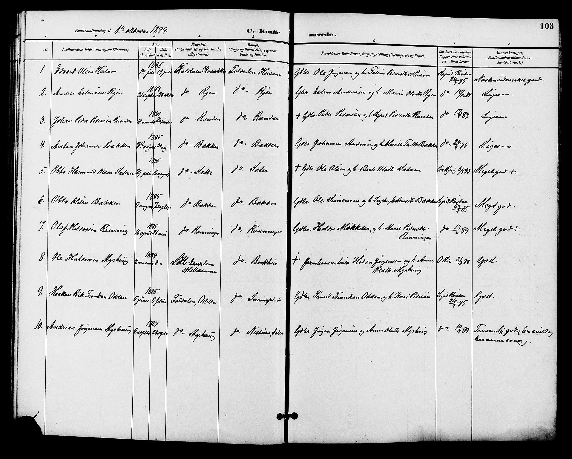 Alvdal prestekontor, SAH/PREST-060/H/Ha/Hab/L0004: Parish register (copy) no. 4, 1894-1910, p. 103
