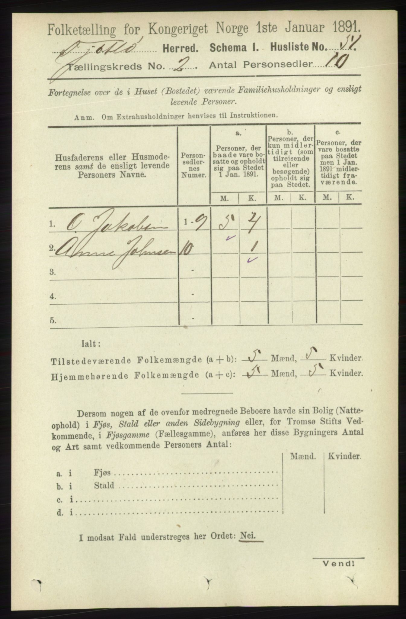 RA, 1891 census for 1817 Tjøtta, 1891, p. 875