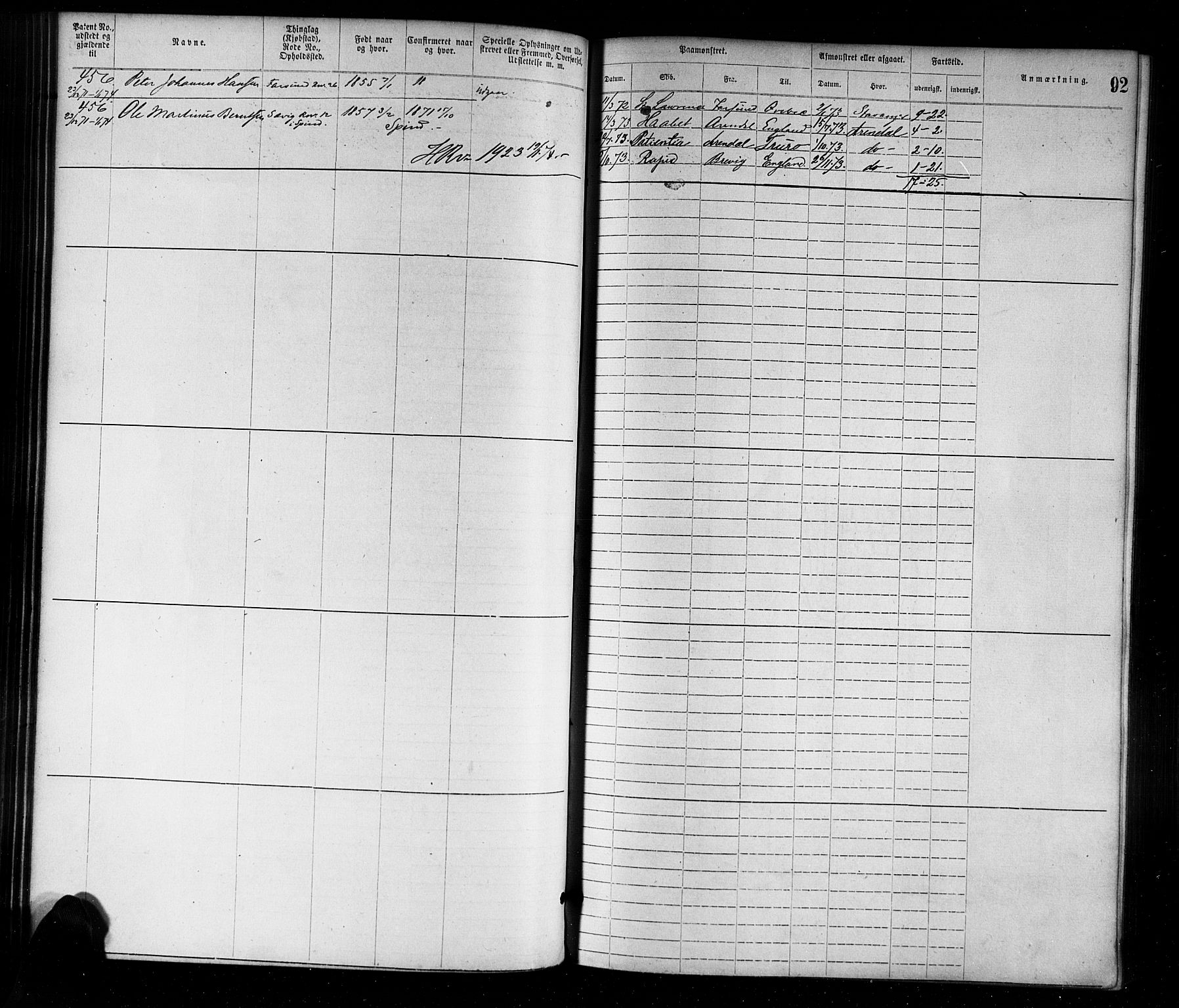 Farsund mønstringskrets, AV/SAK-2031-0017/F/Fa/L0001: Annotasjonsrulle nr 1-1920 med register, M-1, 1869-1877, p. 120