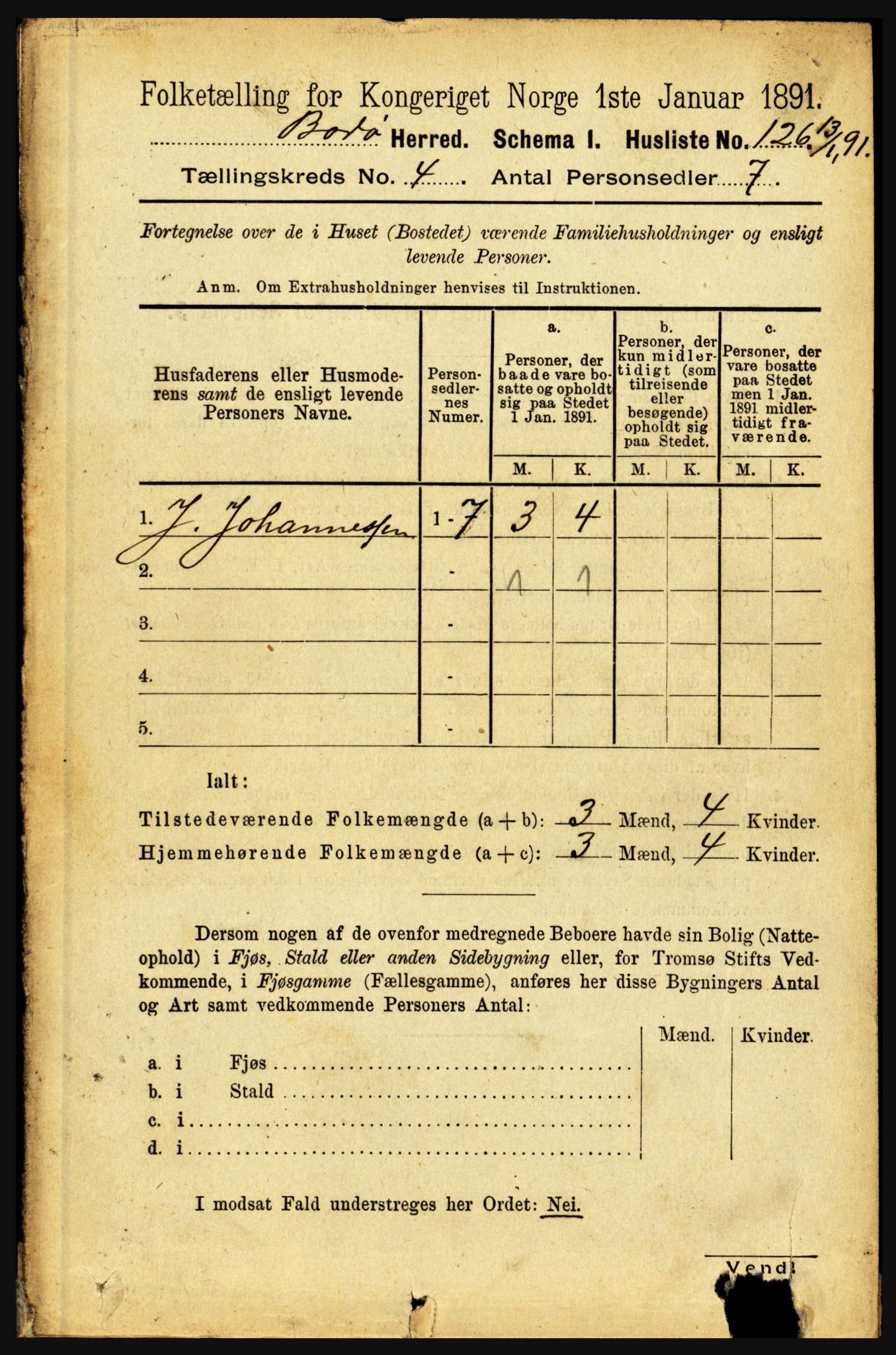 RA, 1891 census for 1843 Bodø, 1891, p. 2247