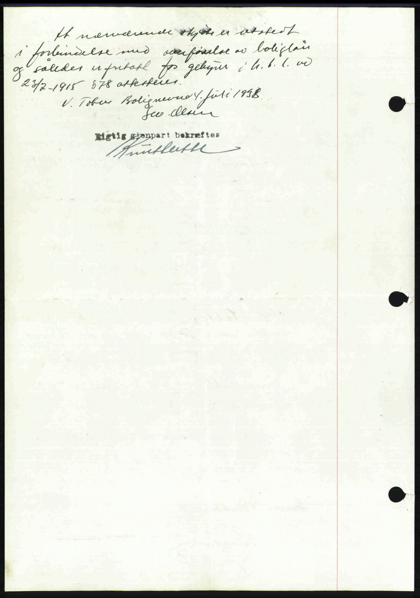 Toten tingrett, SAH/TING-006/H/Hb/Hbc/L0004: Mortgage book no. Hbc-04, 1938-1938, Diary no: : 1323/1938