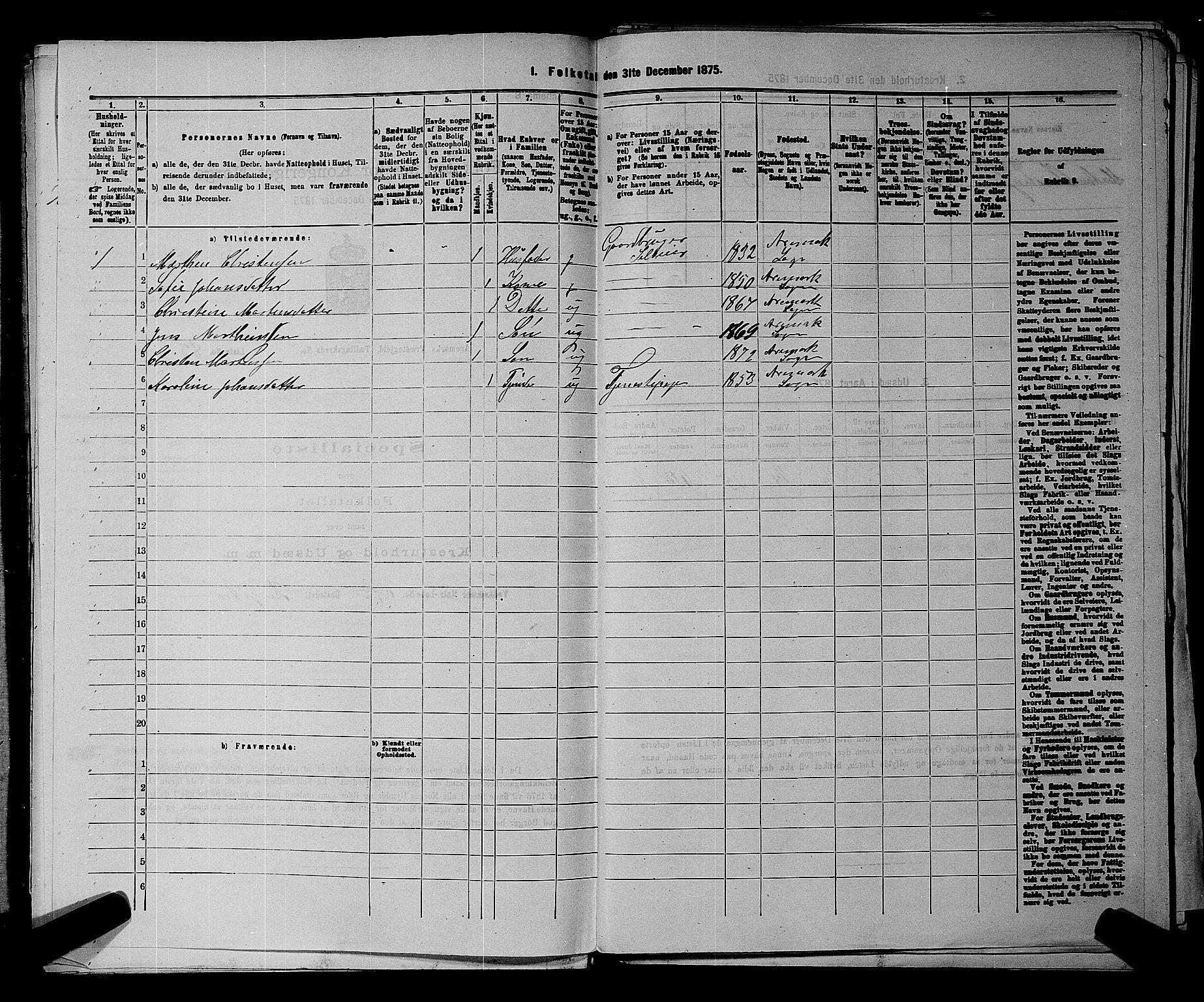RA, 1875 census for 0118P Aremark, 1875, p. 95
