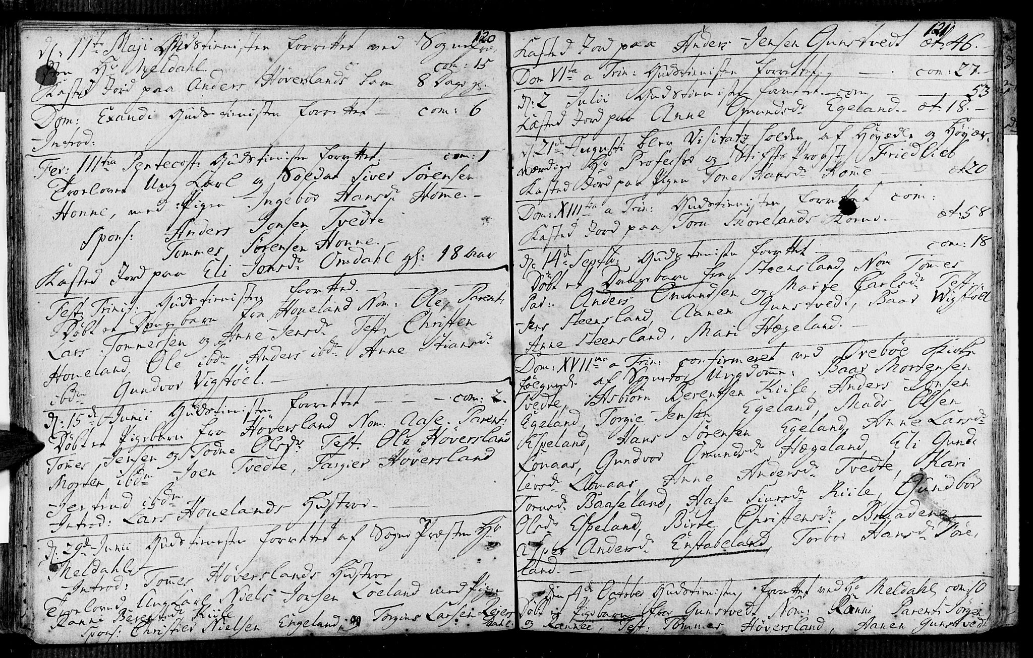 Vennesla sokneprestkontor, AV/SAK-1111-0045/Fa/Faa/L0001: Parish register (official) no. A 1, 1753-1785, p. 120-121