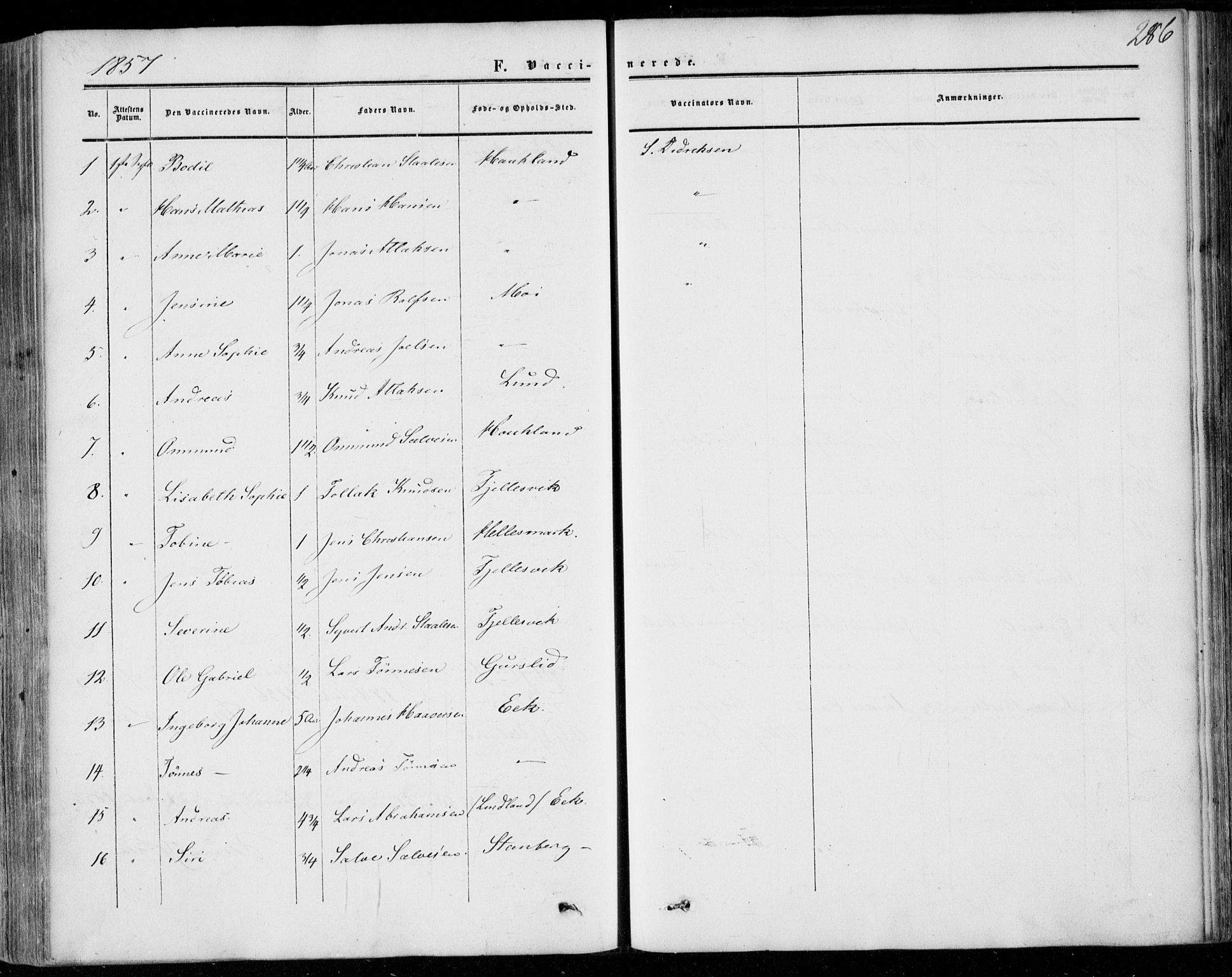 Lund sokneprestkontor, AV/SAST-A-101809/S06/L0009: Parish register (official) no. A 8, 1853-1877, p. 286