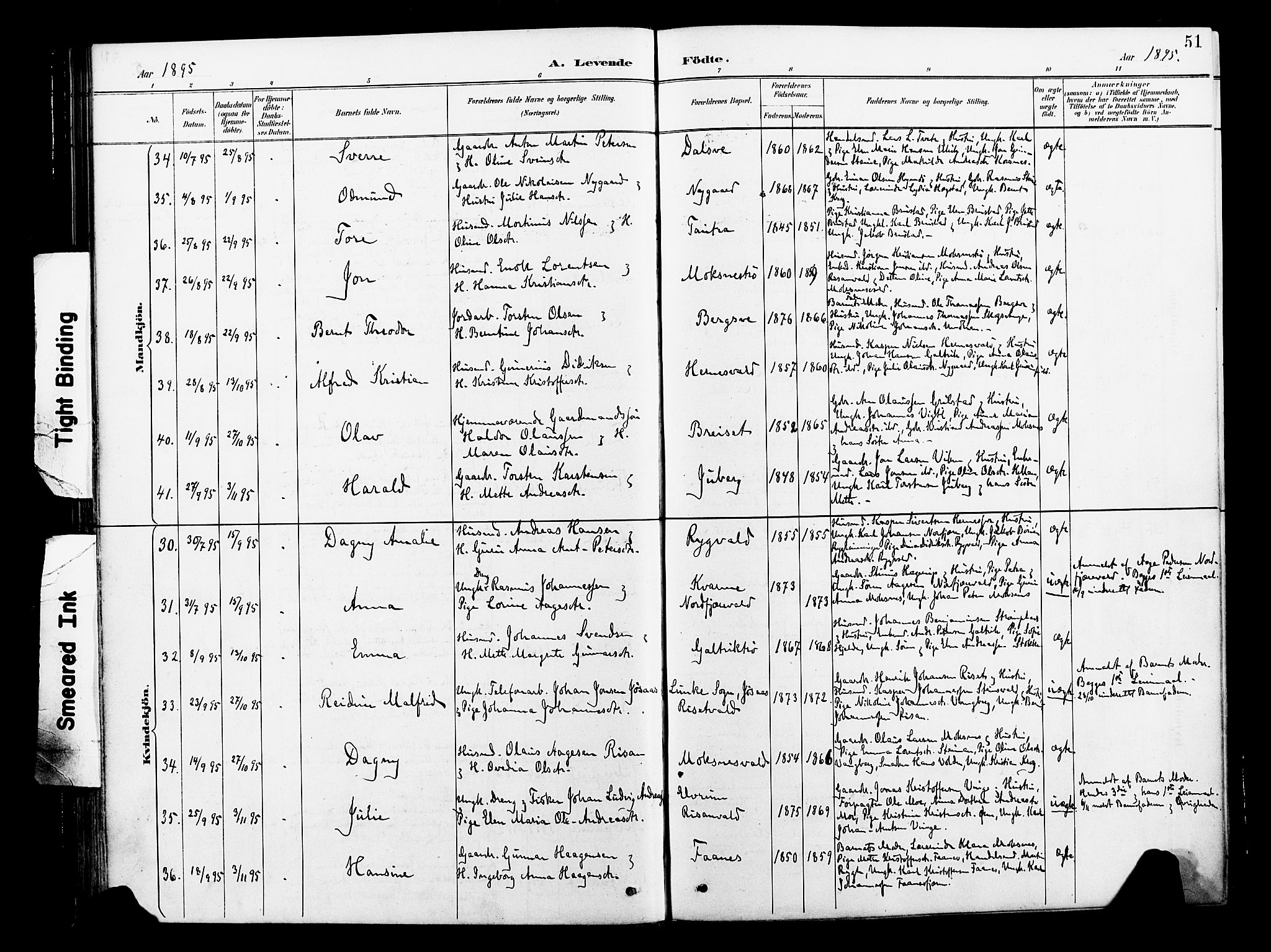 Ministerialprotokoller, klokkerbøker og fødselsregistre - Nord-Trøndelag, AV/SAT-A-1458/713/L0121: Parish register (official) no. 713A10, 1888-1898, p. 51