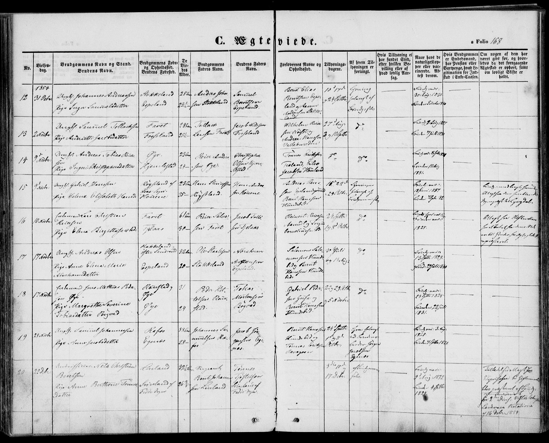 Kvinesdal sokneprestkontor, AV/SAK-1111-0026/F/Fa/Fab/L0005: Parish register (official) no. A 5, 1844-1857, p. 168