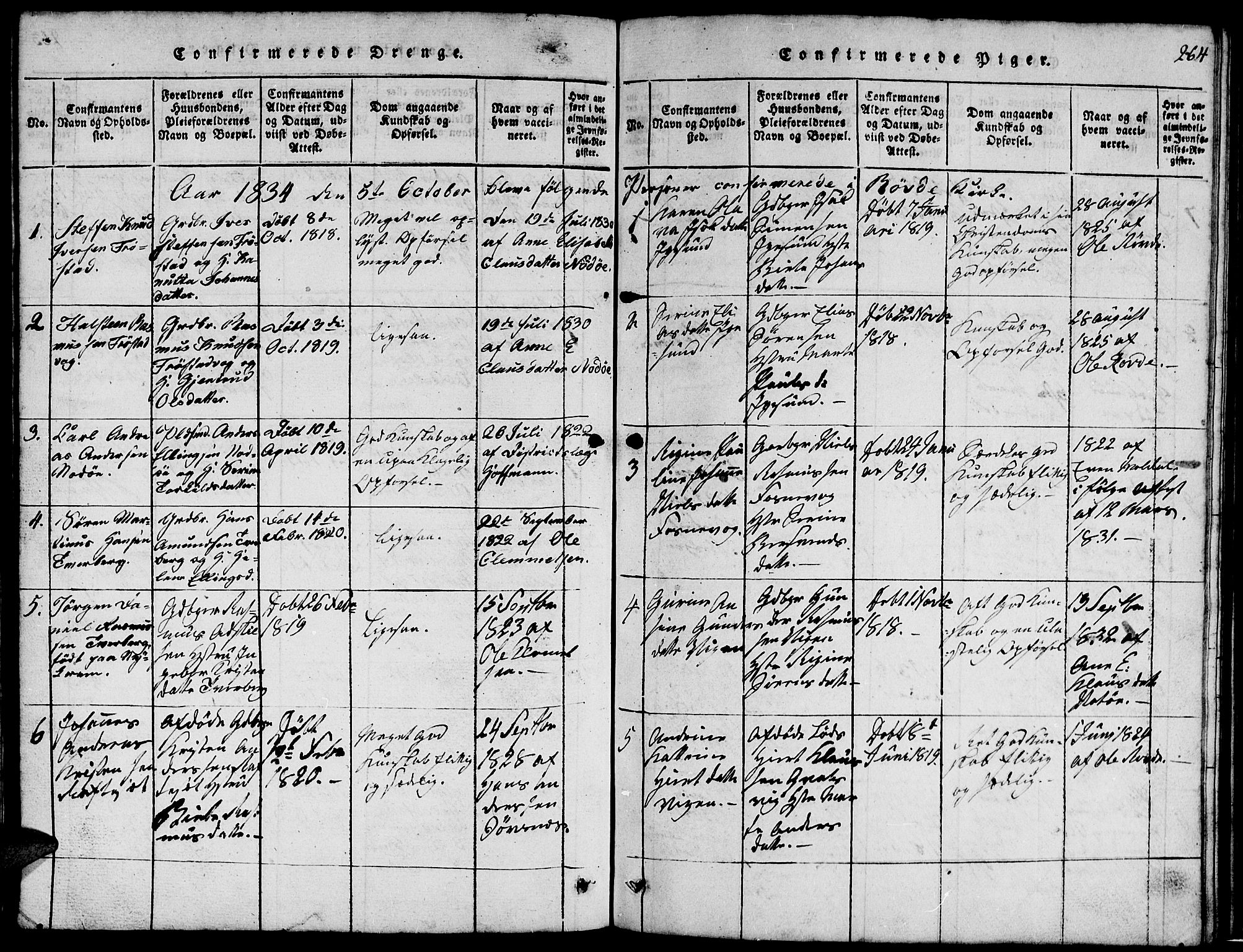 Ministerialprotokoller, klokkerbøker og fødselsregistre - Møre og Romsdal, AV/SAT-A-1454/507/L0078: Parish register (copy) no. 507C01, 1816-1840, p. 264