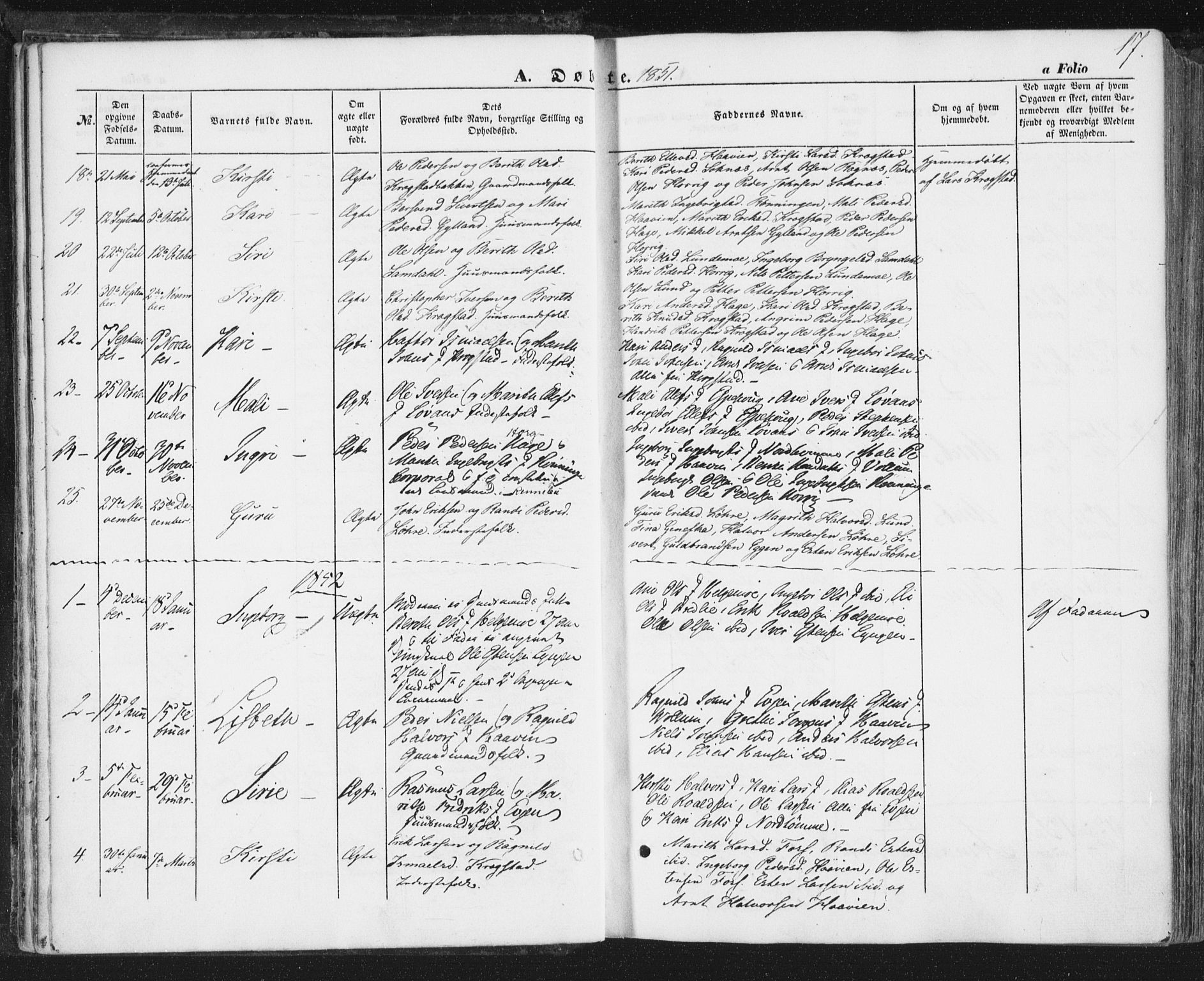 Ministerialprotokoller, klokkerbøker og fødselsregistre - Sør-Trøndelag, SAT/A-1456/692/L1103: Parish register (official) no. 692A03, 1849-1870, p. 17
