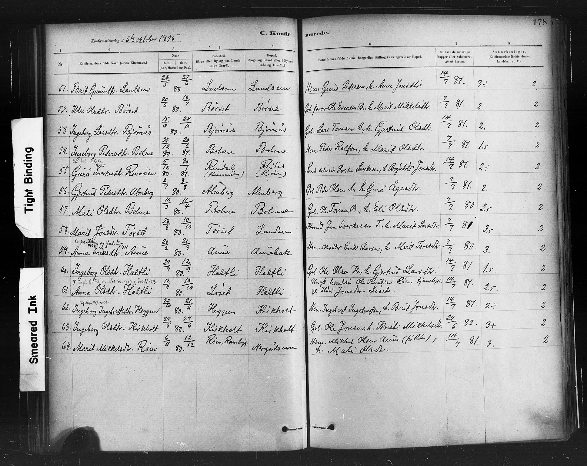 Ministerialprotokoller, klokkerbøker og fødselsregistre - Møre og Romsdal, AV/SAT-A-1454/598/L1069: Parish register (official) no. 598A03, 1882-1895, p. 178