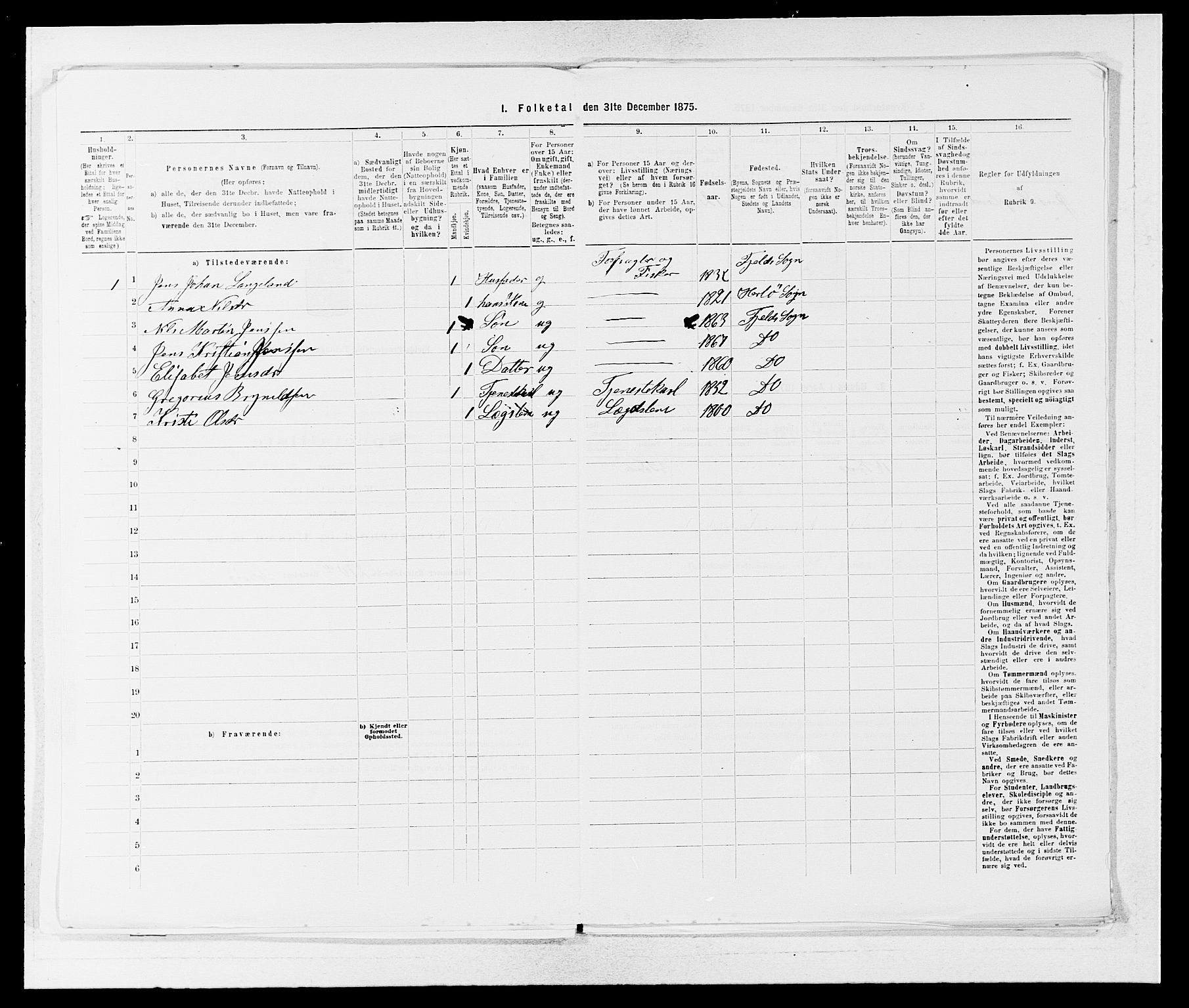 SAB, 1875 census for 1246P Fjell, 1875, p. 535