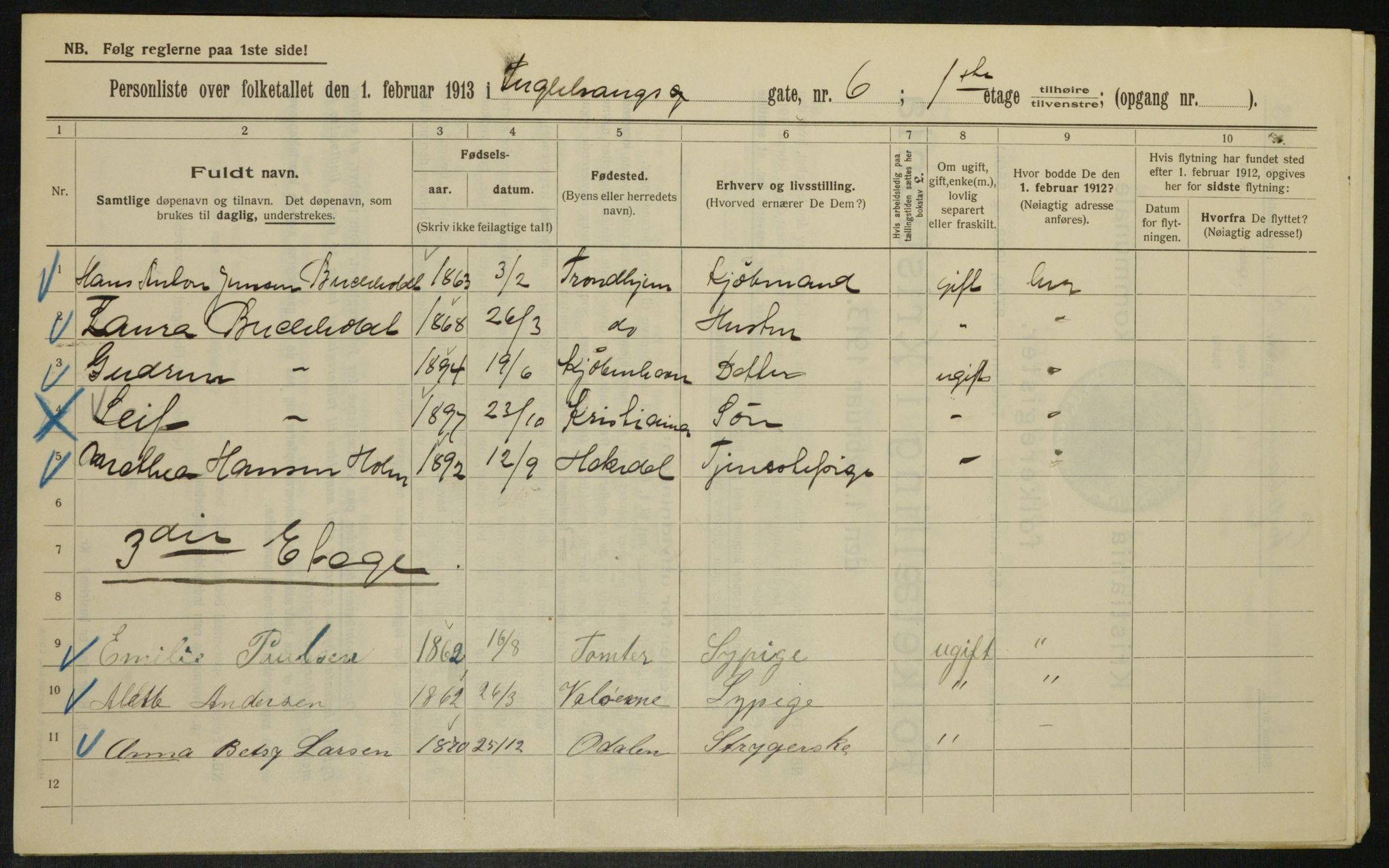 OBA, Municipal Census 1913 for Kristiania, 1913, p. 28501