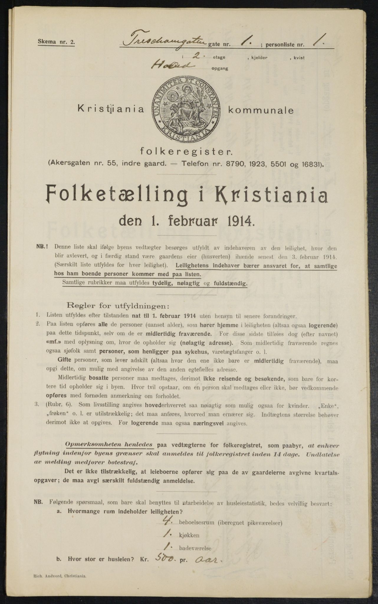 OBA, Municipal Census 1914 for Kristiania, 1914, p. 116392