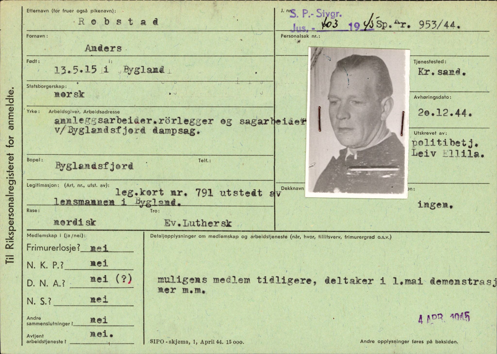 Statspolitiet - Hovedkontoret / Osloavdelingen, AV/RA-S-1329/C/Ca/L0013: Raa - Servold, 1943-1945, p. 1569