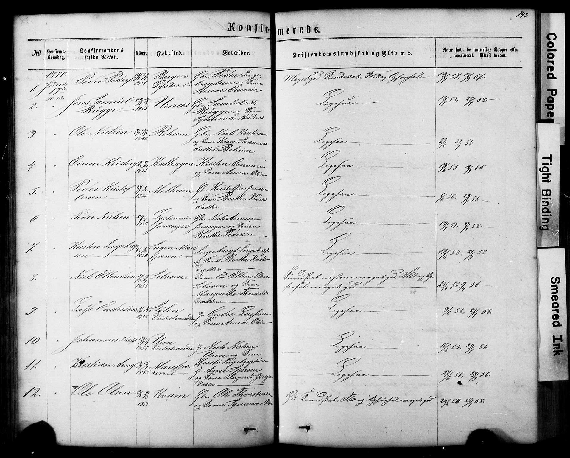 Hafslo sokneprestembete, AV/SAB-A-80301/H/Hab/Haba/L0001: Parish register (copy) no. A 1, 1866-1908, p. 143