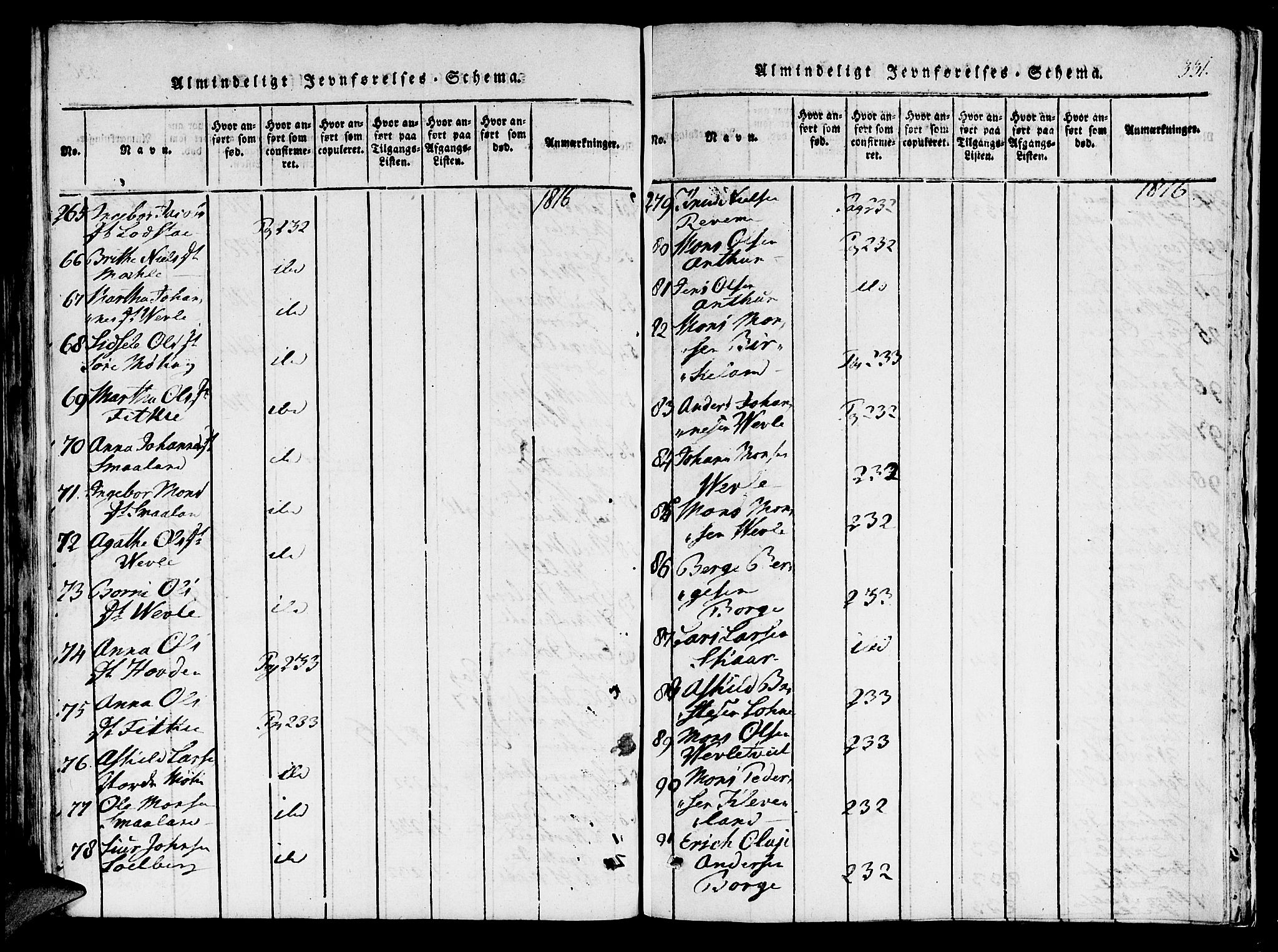 Haus sokneprestembete, AV/SAB-A-75601/H/Haa: Parish register (official) no. A 12, 1816-1821, p. 331