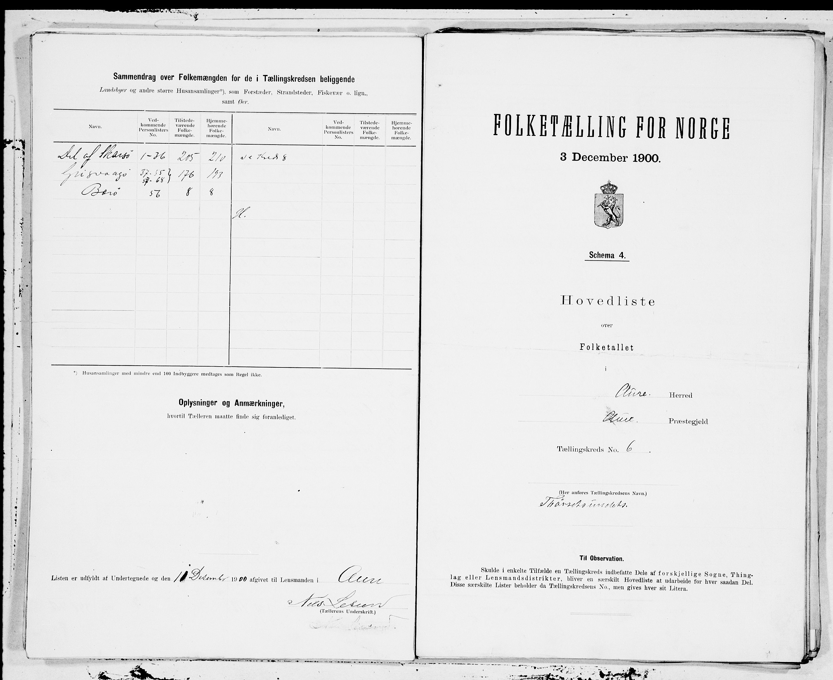 SAT, 1900 census for Aure, 1900, p. 12