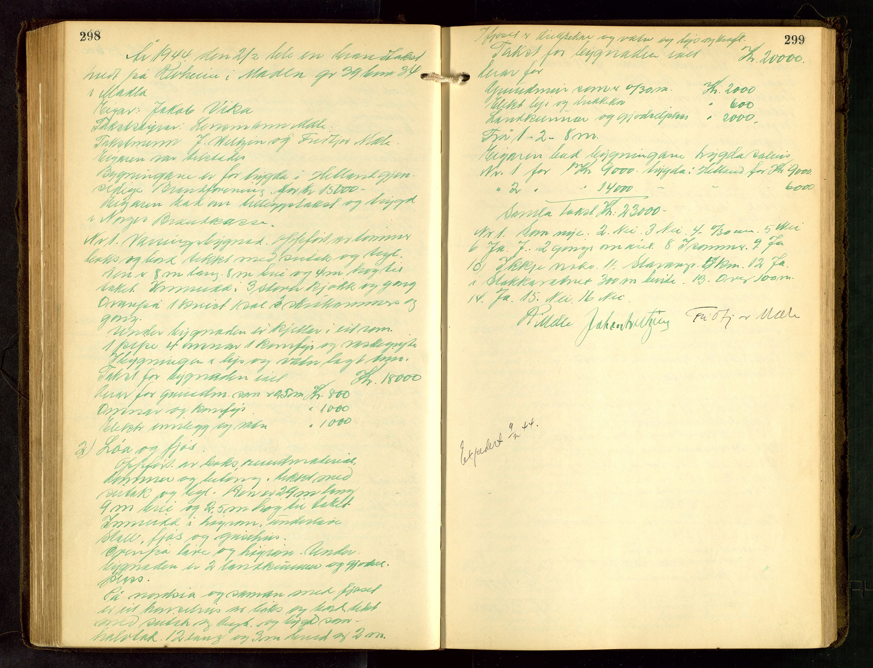 Håland lensmannskontor, AV/SAST-A-100100/Go/L0005: "Brandtakstprotokoll"  Register i boken., 1929-1948, p. 298-299