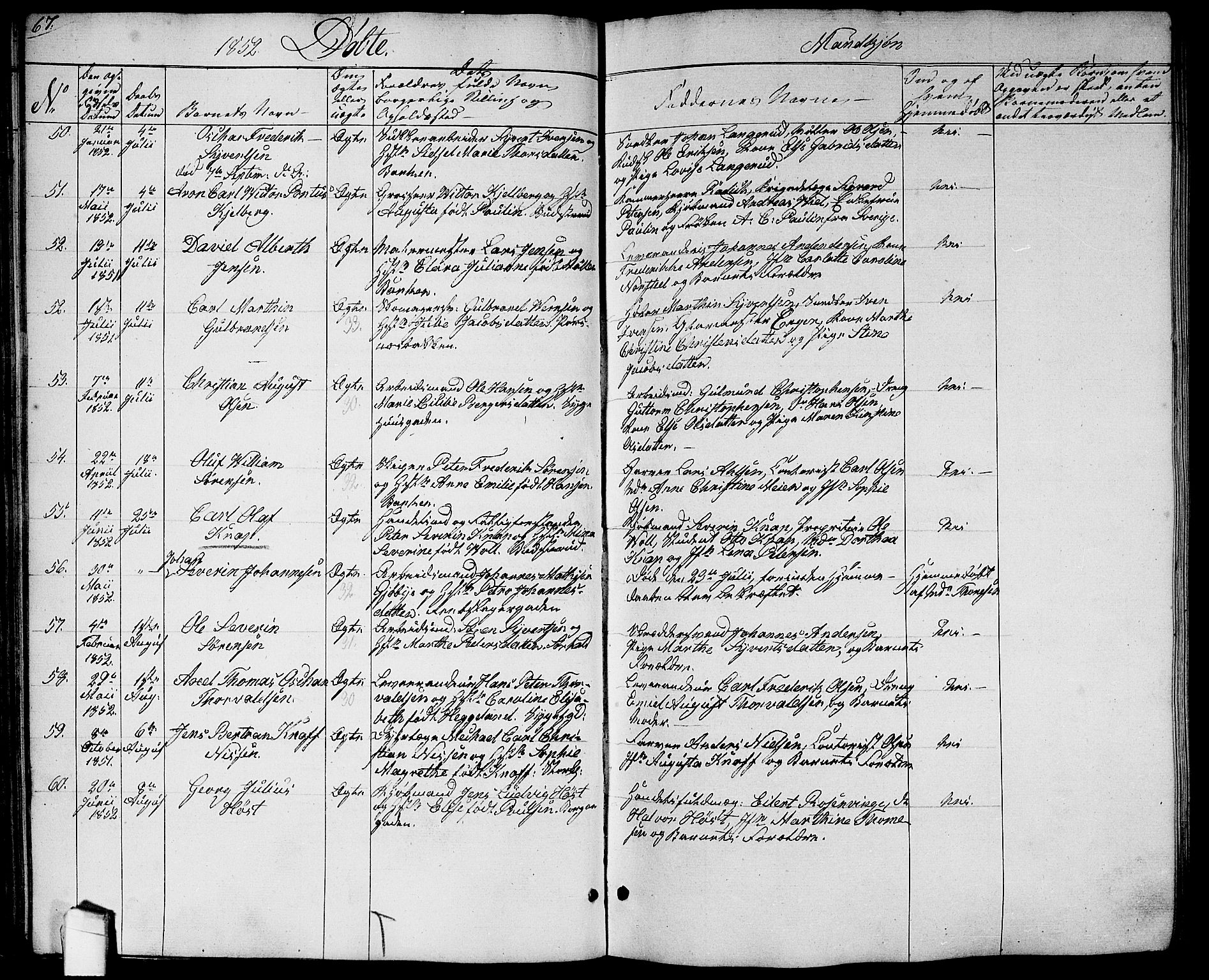 Halden prestekontor Kirkebøker, SAO/A-10909/G/Ga/L0004: Parish register (copy) no. 4, 1845-1854, p. 67