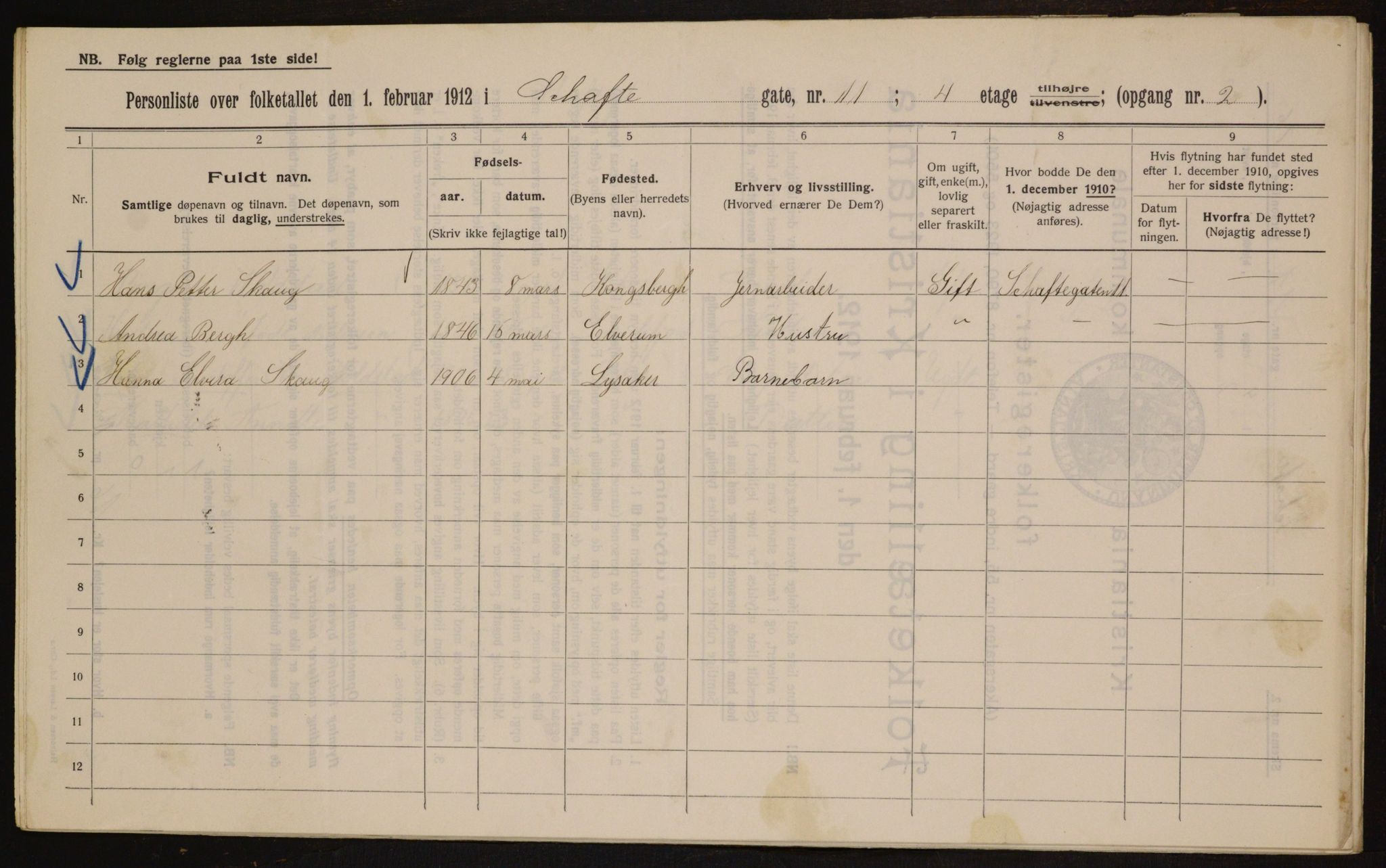 OBA, Municipal Census 1912 for Kristiania, 1912, p. 89617