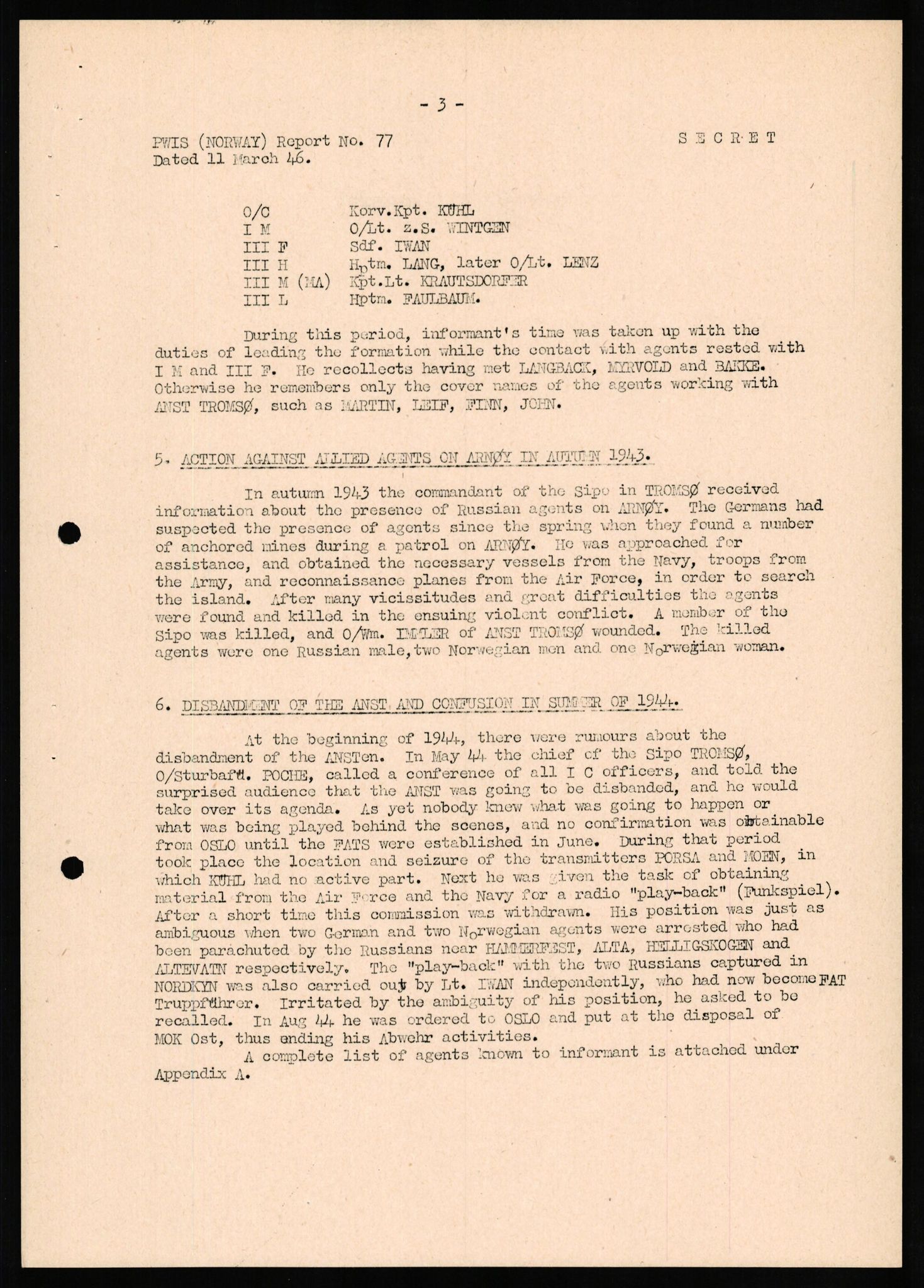 Forsvaret, Forsvarets overkommando II, AV/RA-RAFA-3915/D/Db/L0019: CI Questionaires. Tyske okkupasjonsstyrker i Norge. Tyskere., 1945-1946, p. 19