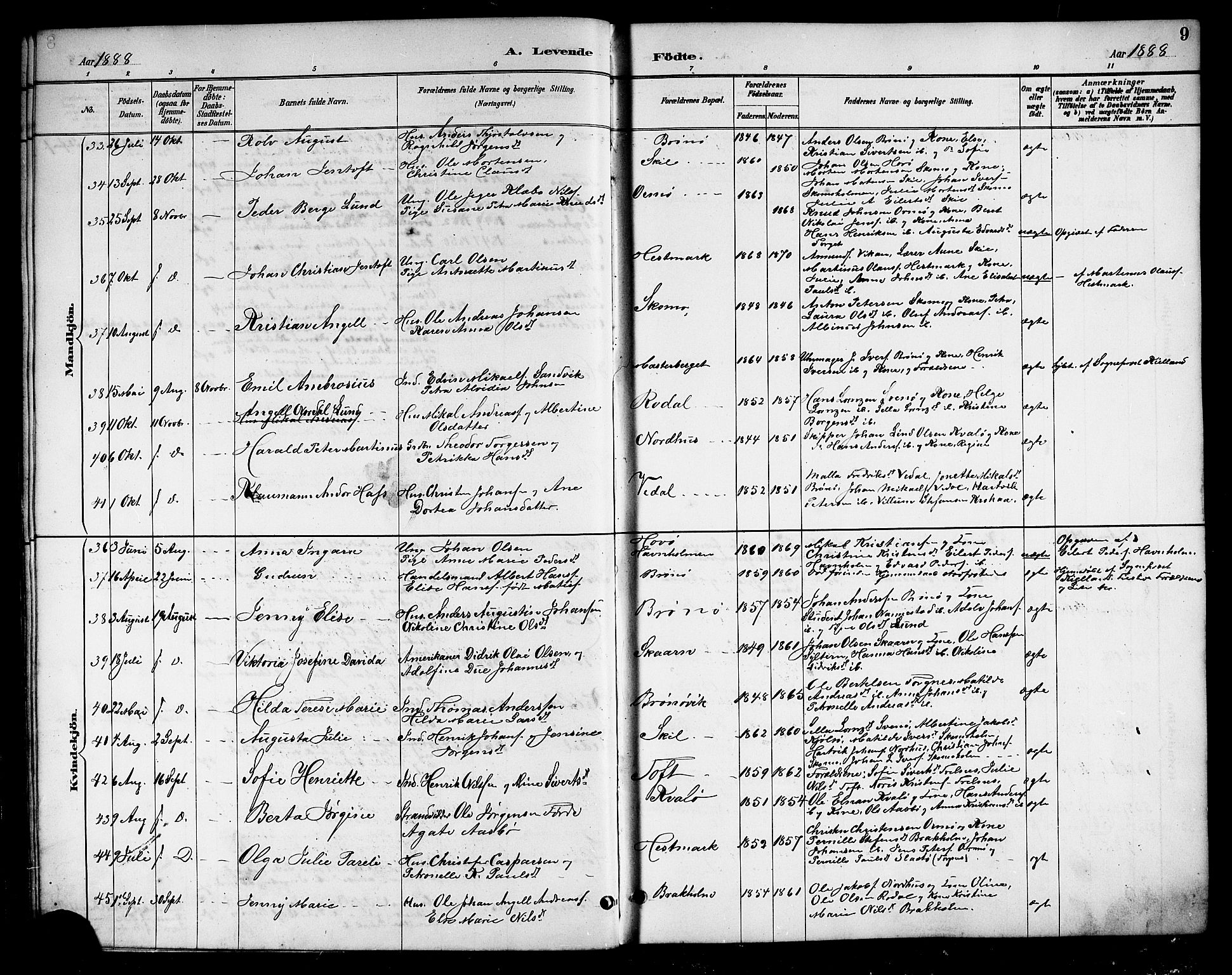 Ministerialprotokoller, klokkerbøker og fødselsregistre - Nordland, AV/SAT-A-1459/813/L0213: Parish register (copy) no. 813C05, 1887-1903, p. 9