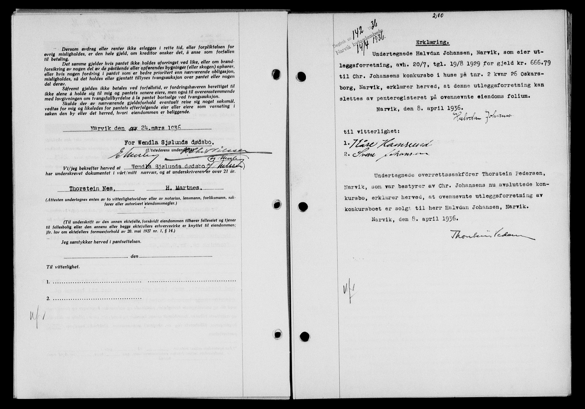 Narvik sorenskriveri, SAT/A-0002/1/2/2C/2Ca/L0011: Mortgage book no. 14, 1935-1937, Deed date: 14.04.1936