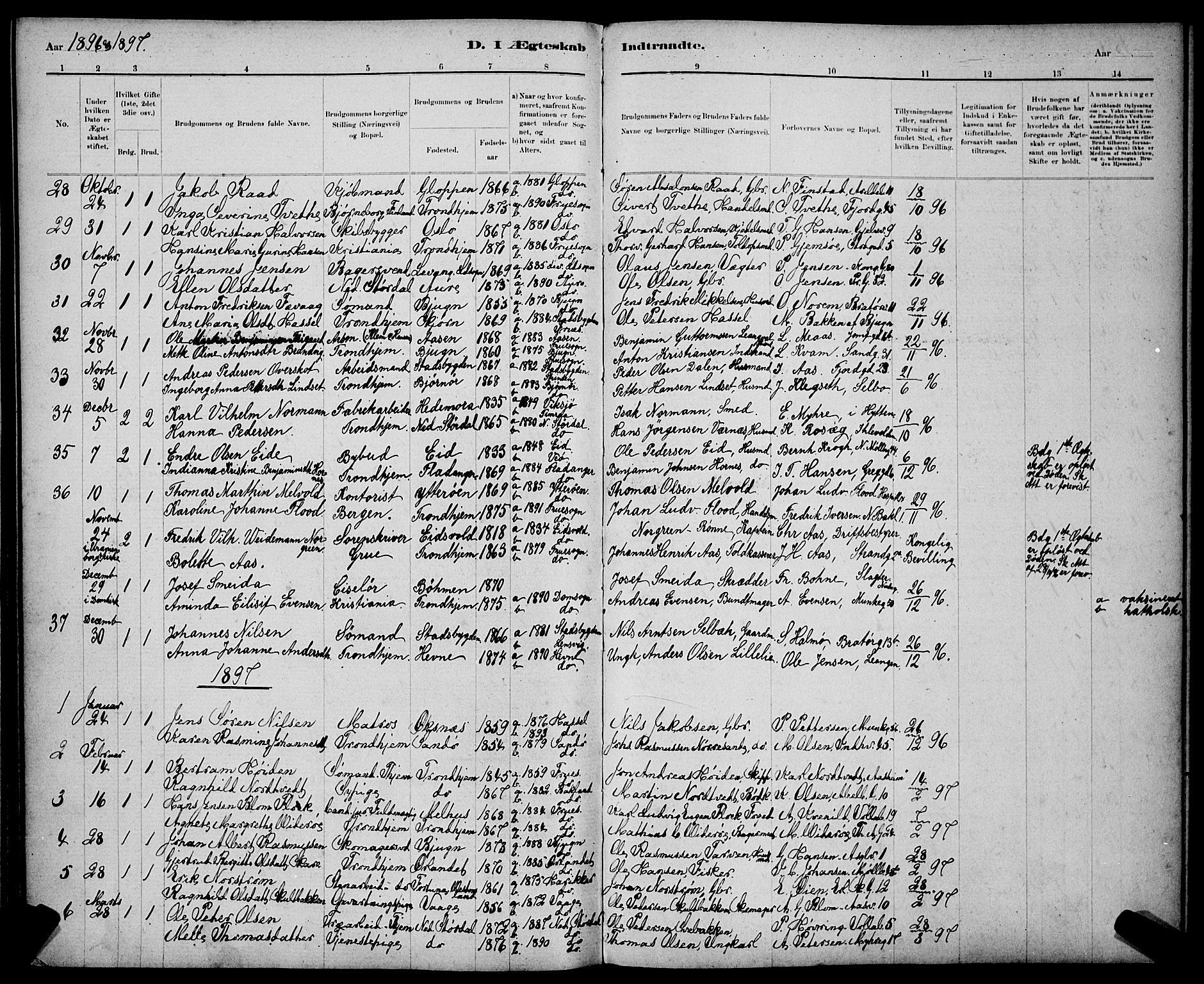 Ministerialprotokoller, klokkerbøker og fødselsregistre - Sør-Trøndelag, AV/SAT-A-1456/602/L0143: Parish register (copy) no. 602C11, 1878-1902