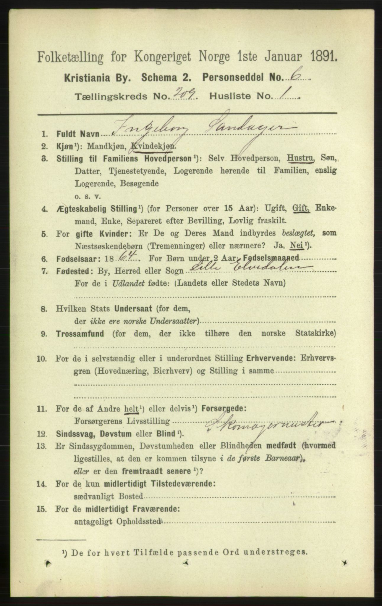 RA, 1891 census for 0301 Kristiania, 1891, p. 125087