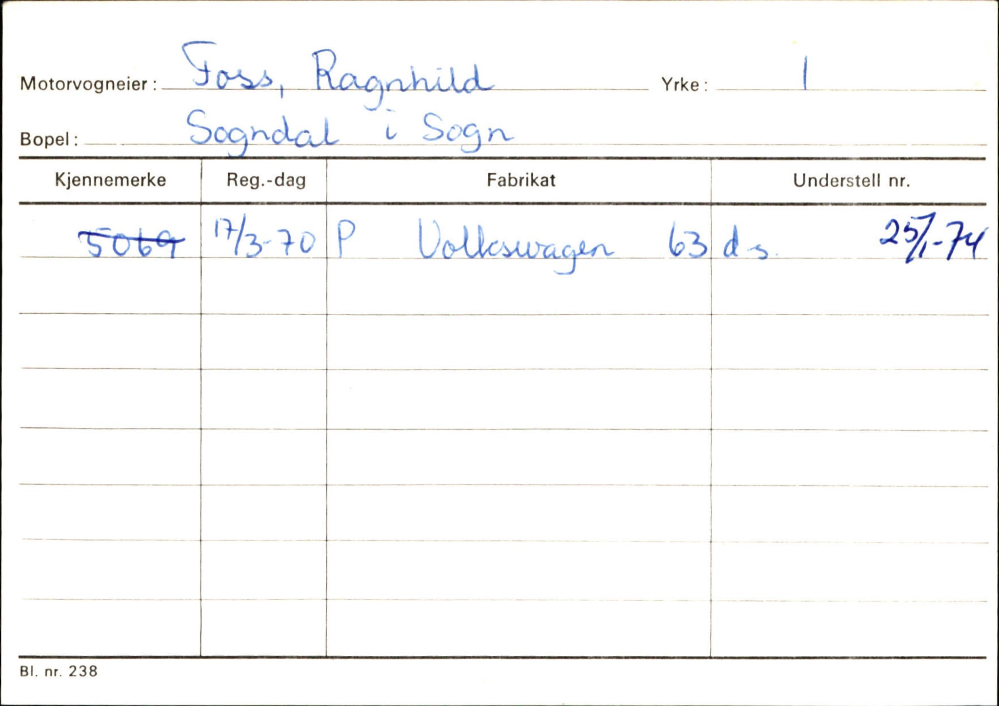 Statens vegvesen, Sogn og Fjordane vegkontor, AV/SAB-A-5301/4/F/L0124: Eigarregister Sogndal A-U, 1945-1975, p. 623