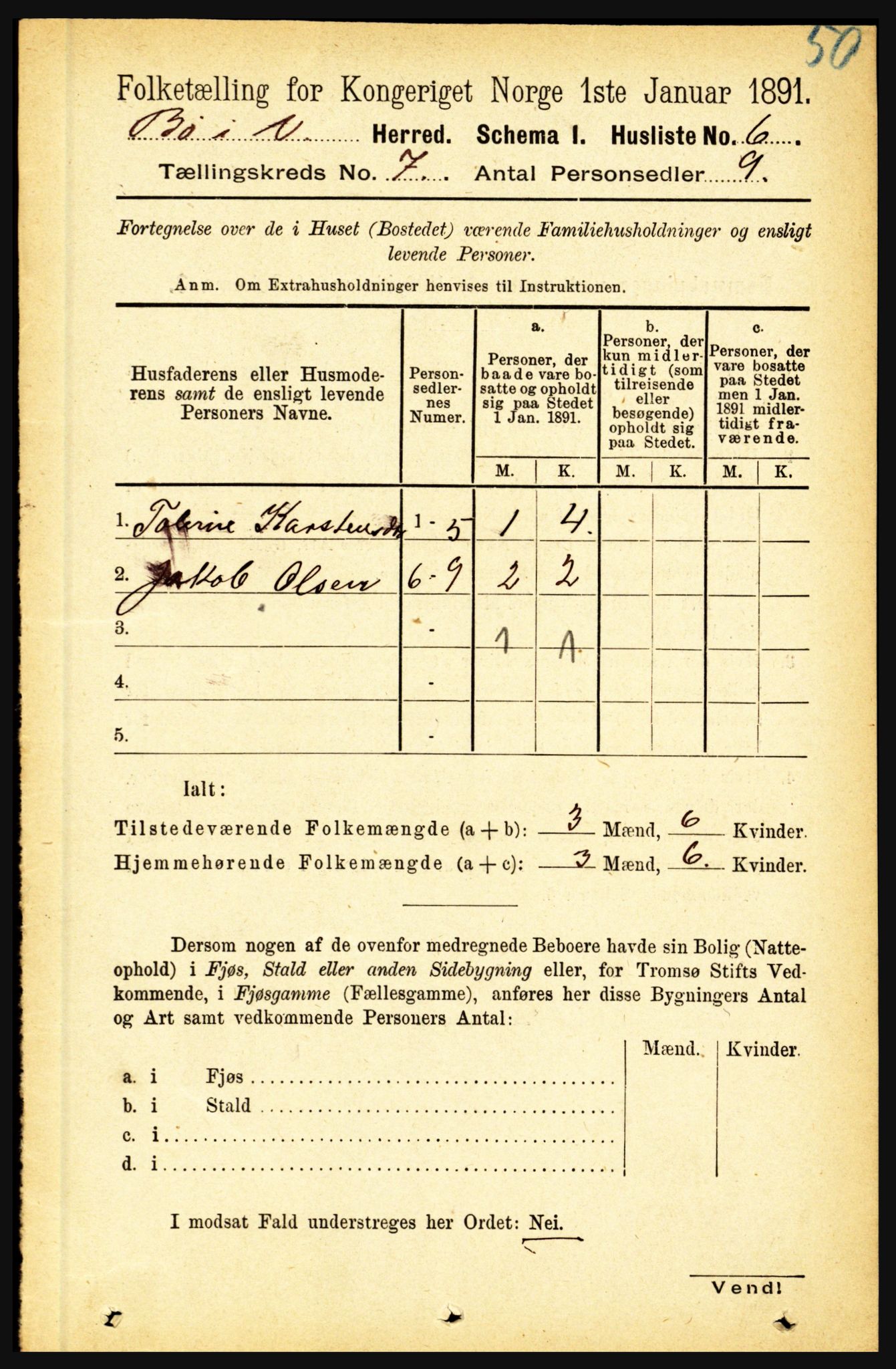 RA, 1891 census for 1867 Bø, 1891, p. 2428