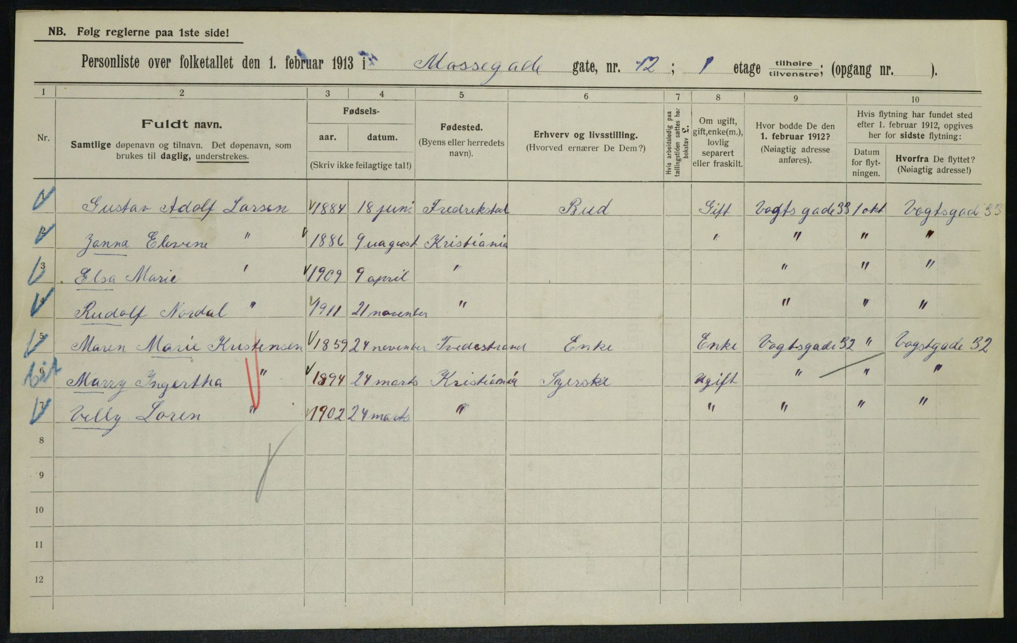 OBA, Municipal Census 1913 for Kristiania, 1913, p. 65819