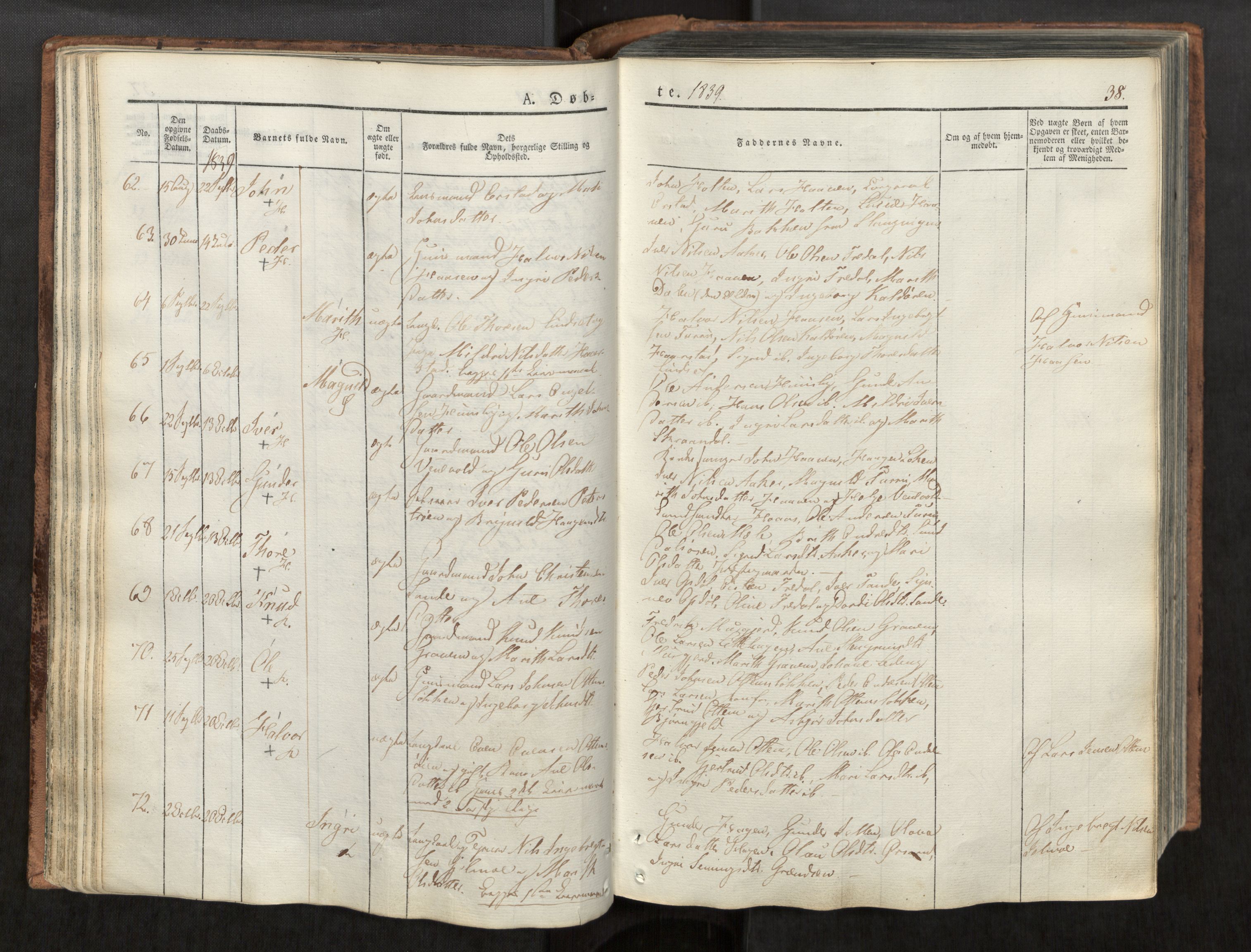 Ministerialprotokoller, klokkerbøker og fødselsregistre - Møre og Romsdal, SAT/A-1454/590/L1012: Parish register (official) no. 590A04, 1832-1846, p. 38