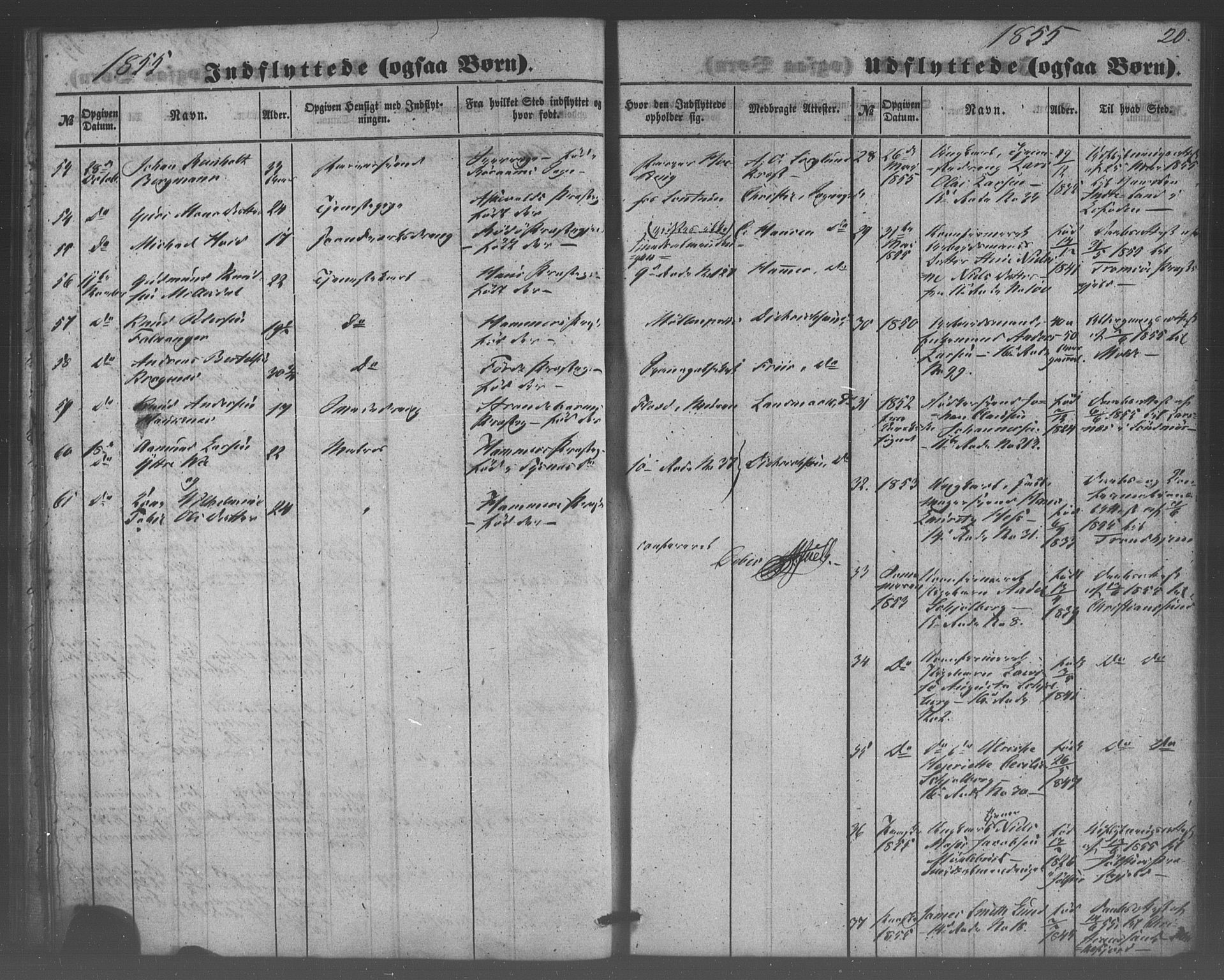 Domkirken sokneprestembete, AV/SAB-A-74801/H/Haa/L0047: Parish register (official) no. F 2, 1852-1868, p. 20