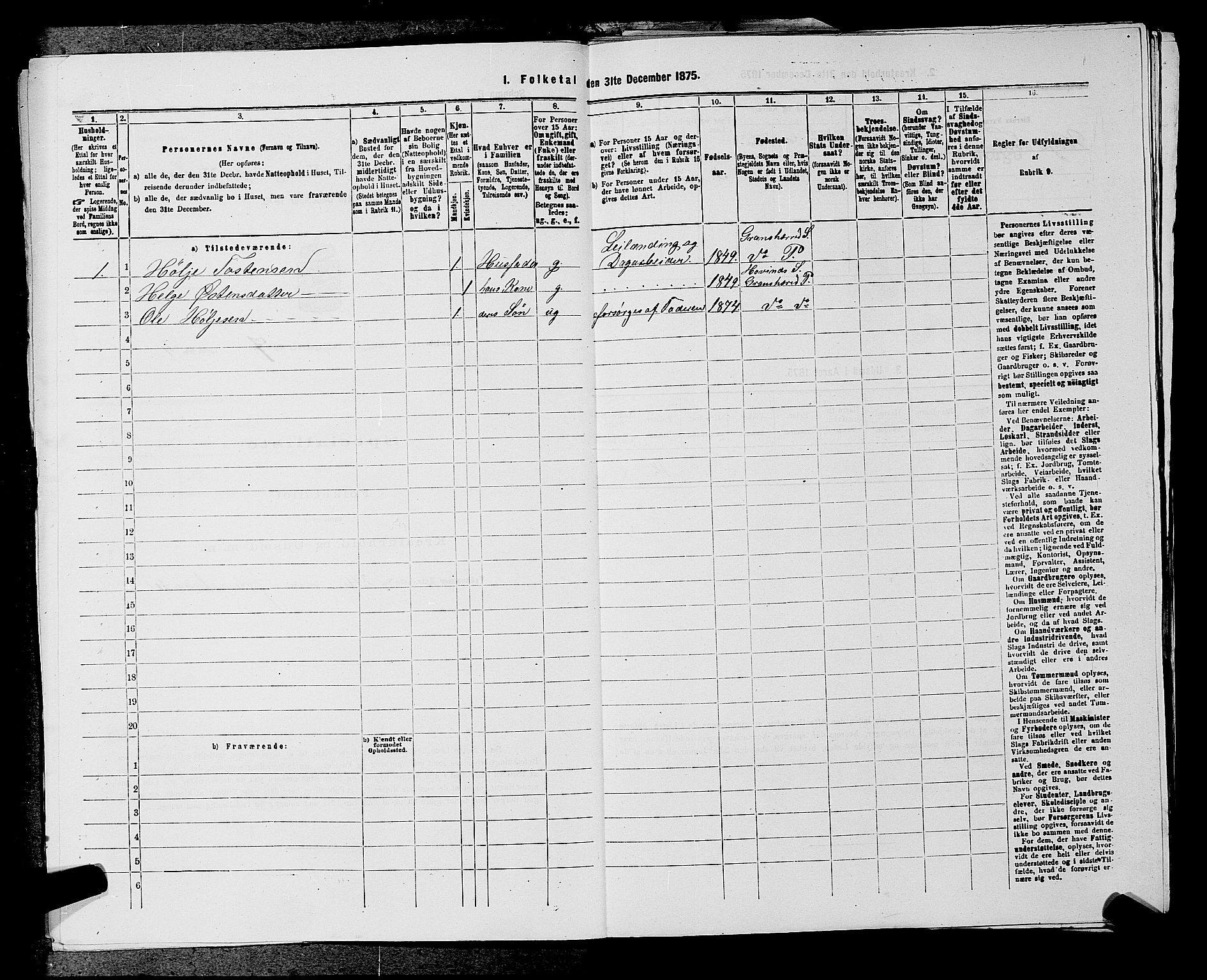 SAKO, 1875 census for 0824P Gransherad, 1875, p. 812