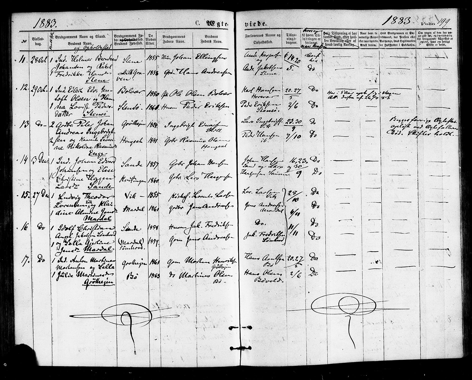 Ministerialprotokoller, klokkerbøker og fødselsregistre - Nordland, AV/SAT-A-1459/812/L0177: Parish register (official) no. 812A06, 1875-1885, p. 199