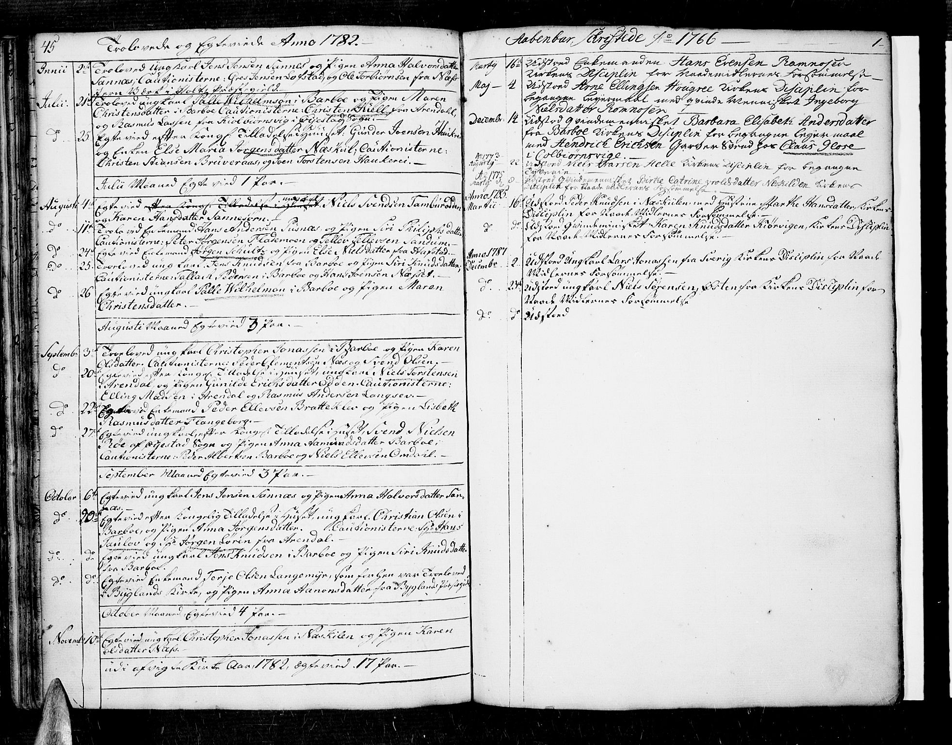Tromøy sokneprestkontor, SAK/1111-0041/F/Fa/L0001: Parish register (official) no. A 1, 1747-1793, p. 45-46