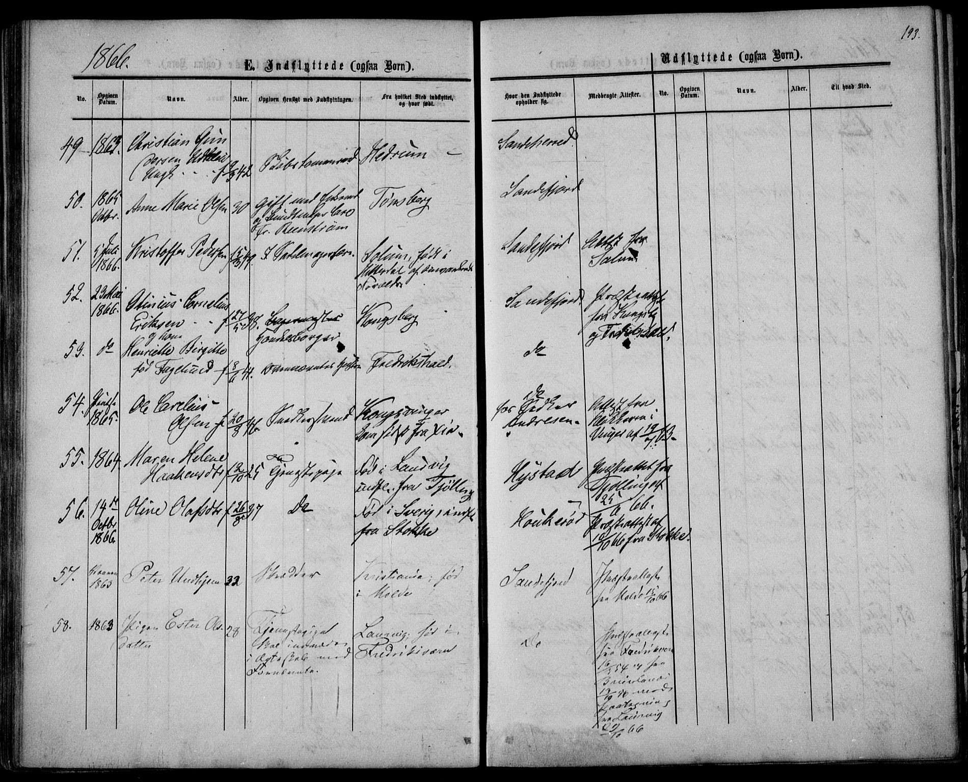 Sandar kirkebøker, AV/SAKO-A-243/F/Fa/L0009: Parish register (official) no. 9, 1862-1871, p. 193