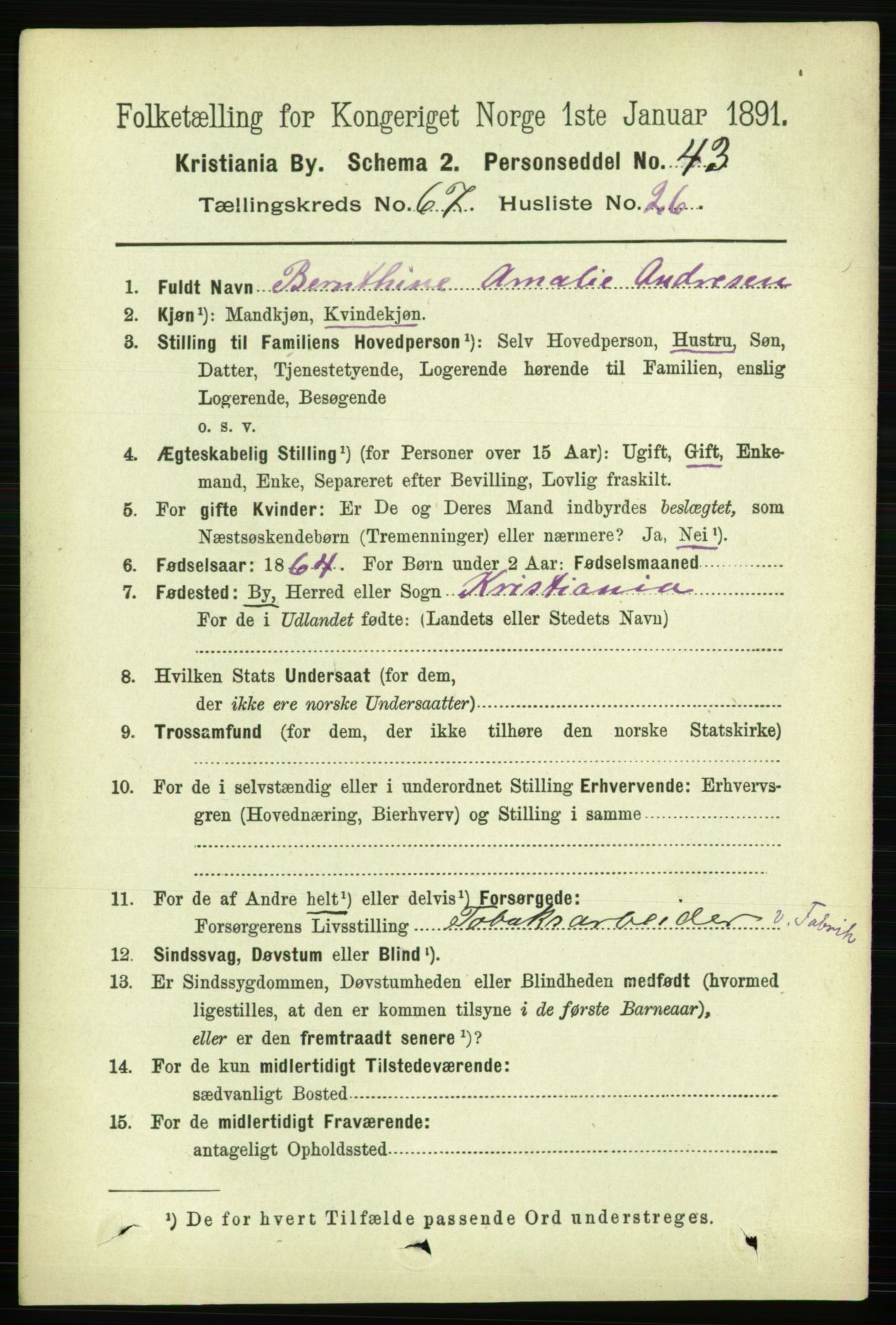 RA, 1891 census for 0301 Kristiania, 1891, p. 37357