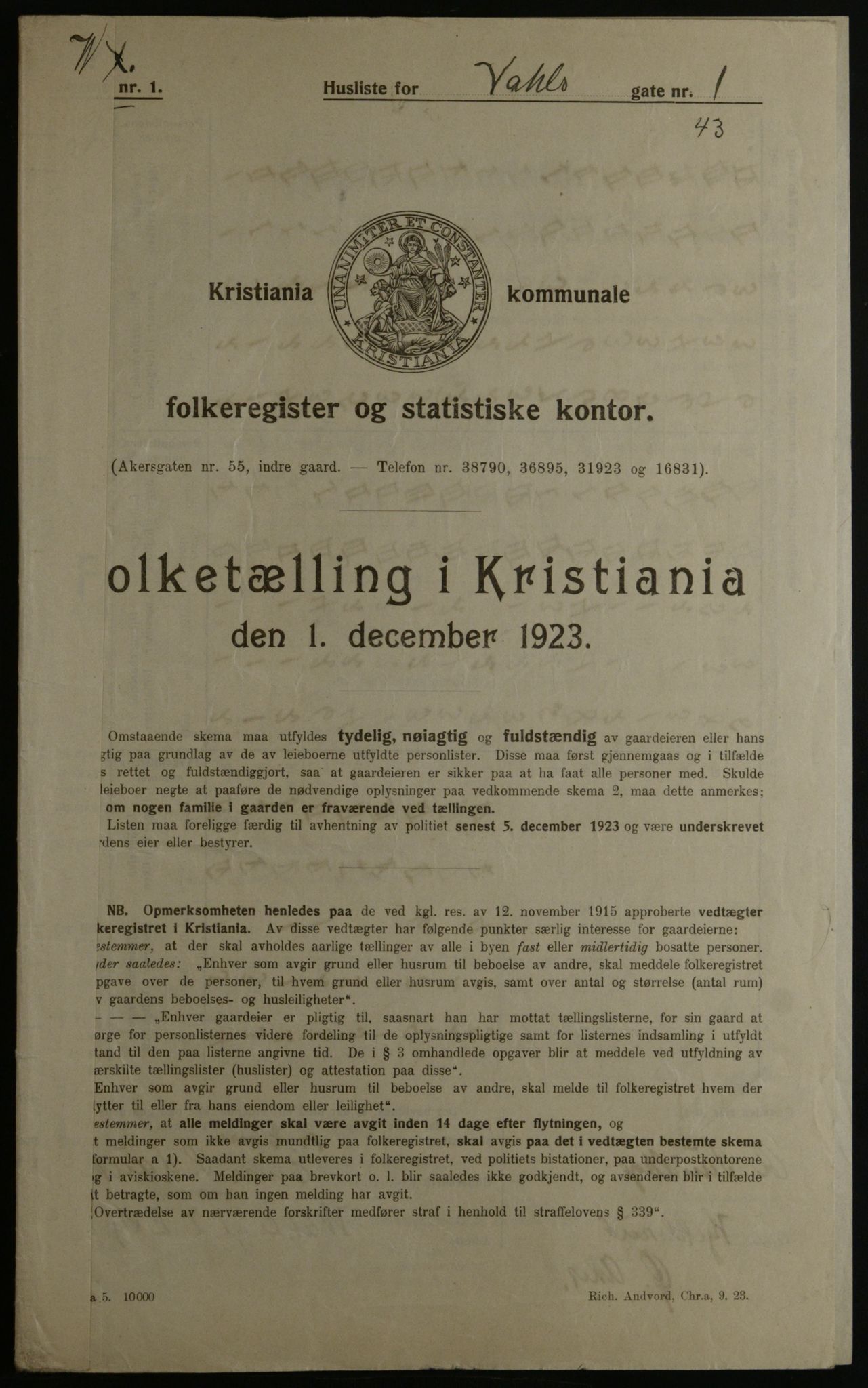 OBA, Municipal Census 1923 for Kristiania, 1923, p. 134134