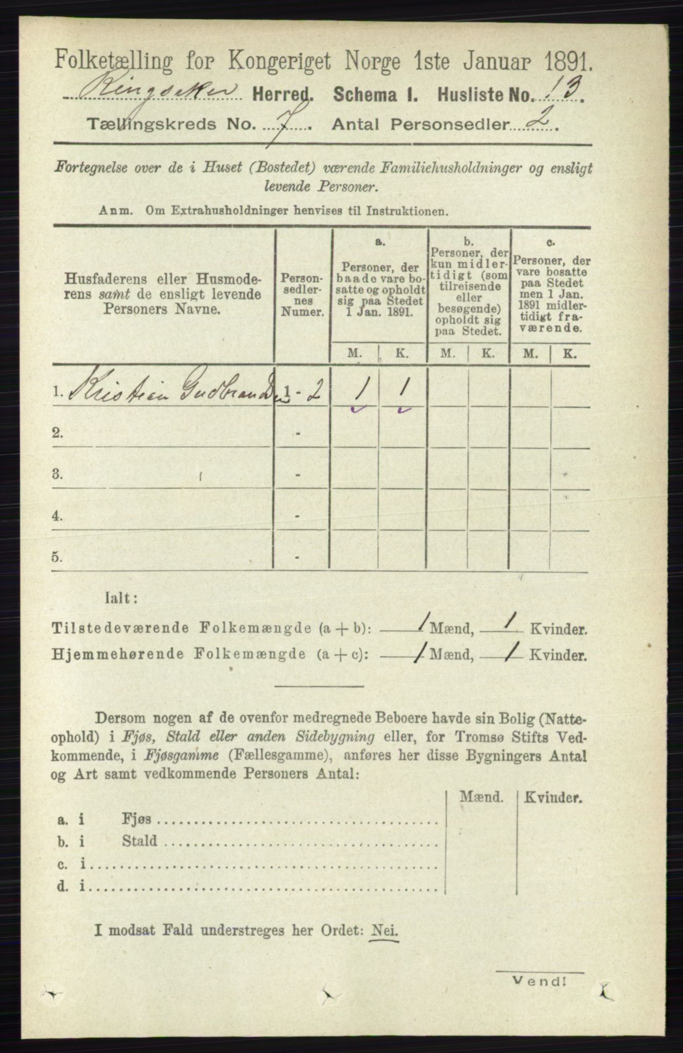 RA, 1891 census for 0412 Ringsaker, 1891, p. 3803