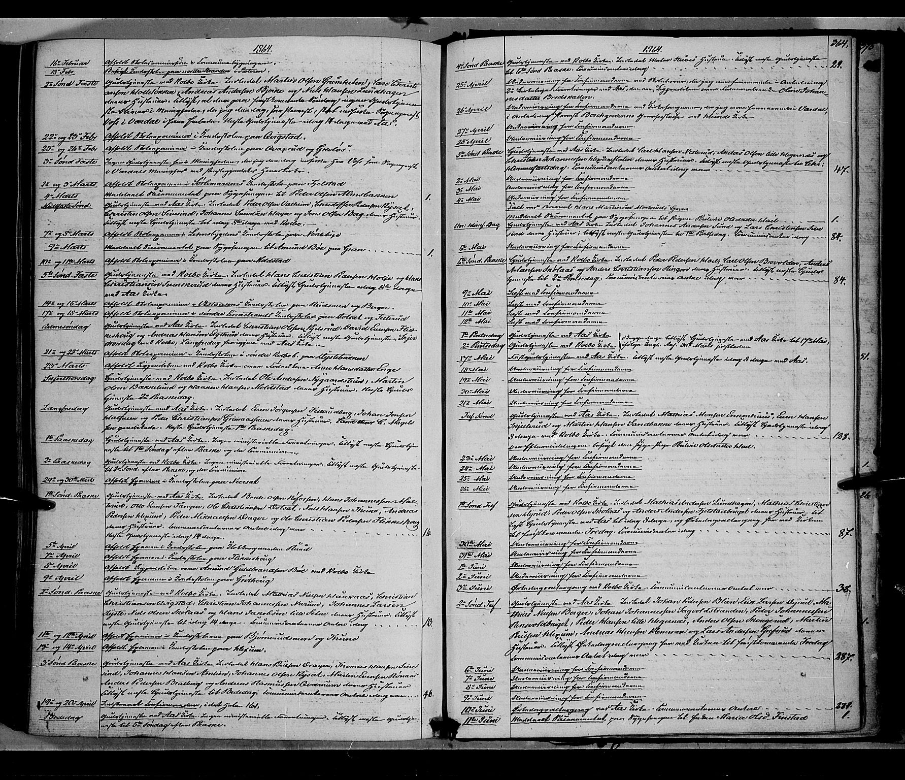 Vestre Toten prestekontor, SAH/PREST-108/H/Ha/Haa/L0007: Parish register (official) no. 7, 1862-1869, p. 364