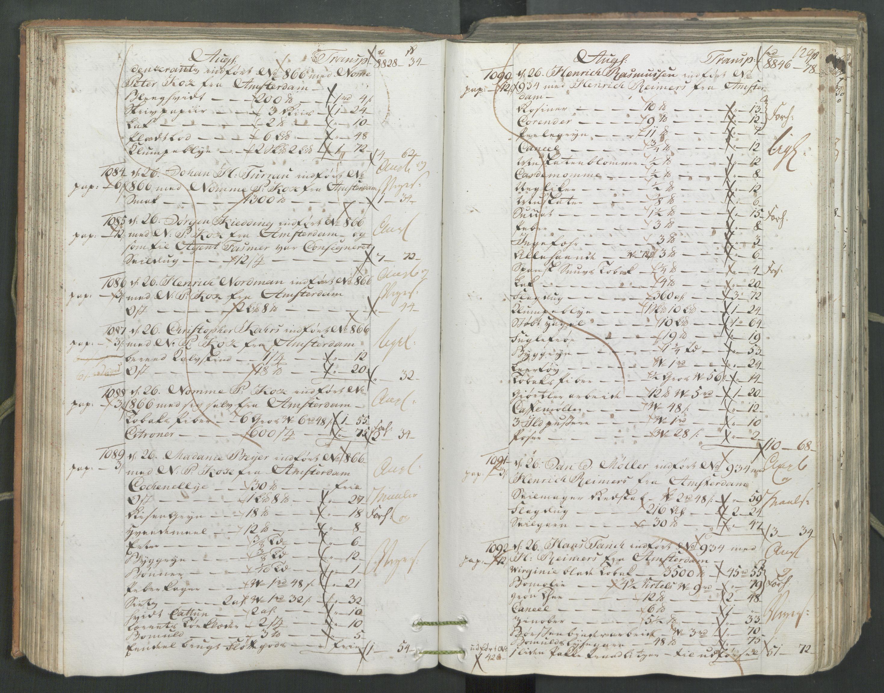 Generaltollkammeret, tollregnskaper, AV/RA-EA-5490/R26/L0222/0001: Tollregnskaper Bergen A / Inngående hovedtollbok, 1786, p. 128b-129a
