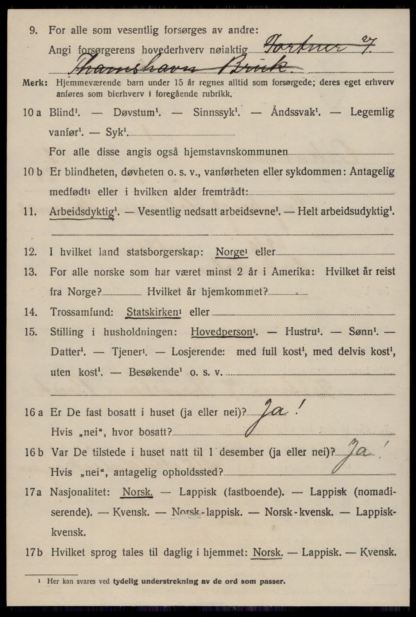 SAT, 1920 census for Orkanger, 1920, p. 606