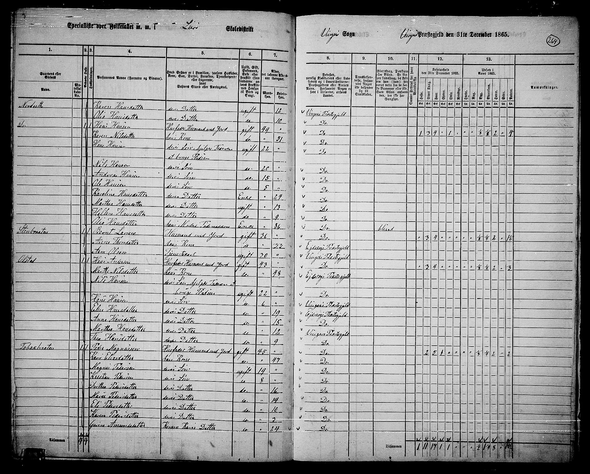 RA, 1865 census for Vinger/Vinger og Austmarka, 1865, p. 240